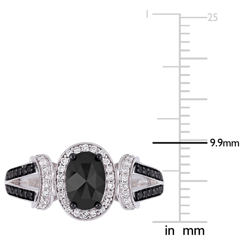 Miadora 10k White Gold with Black Rhodium 1ct TDW Black and White Diamond Split Shank Ring