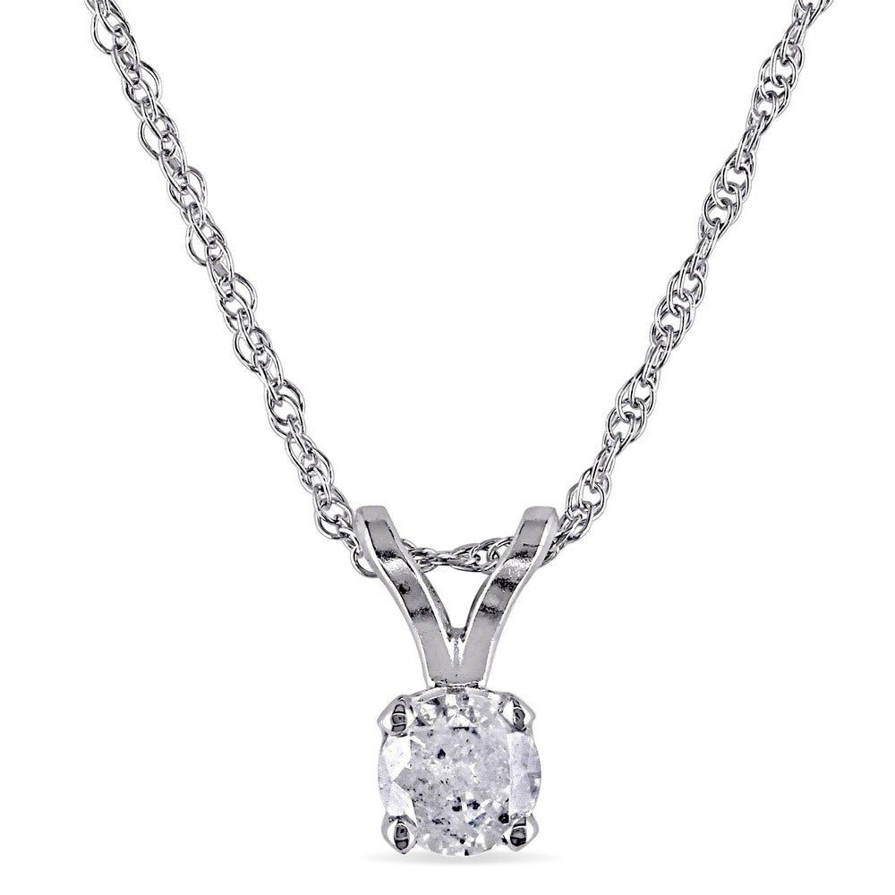 Miadora 10k White gold 1/6ct TDW Diamond Solitaire Necklace