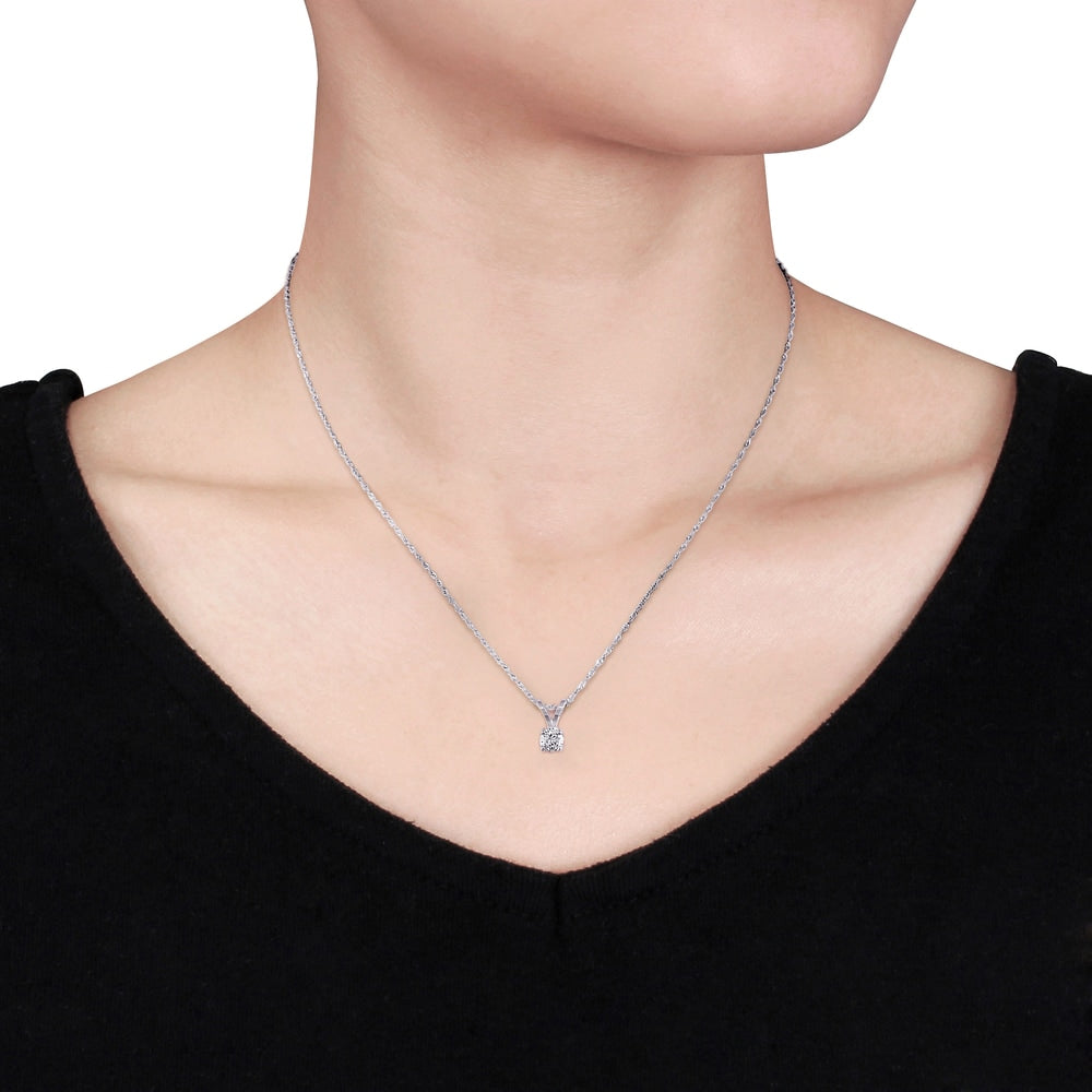 Miadora 10k White gold 1/6ct TDW Diamond Solitaire Necklace