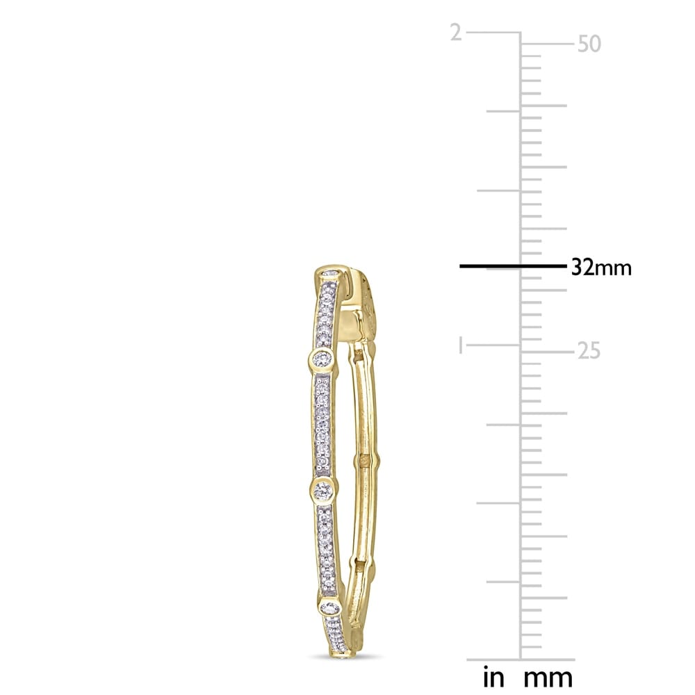 Miadora 10k Yellow Gold 1/3ct TDW Diamond Circular Station Hoop Earrings