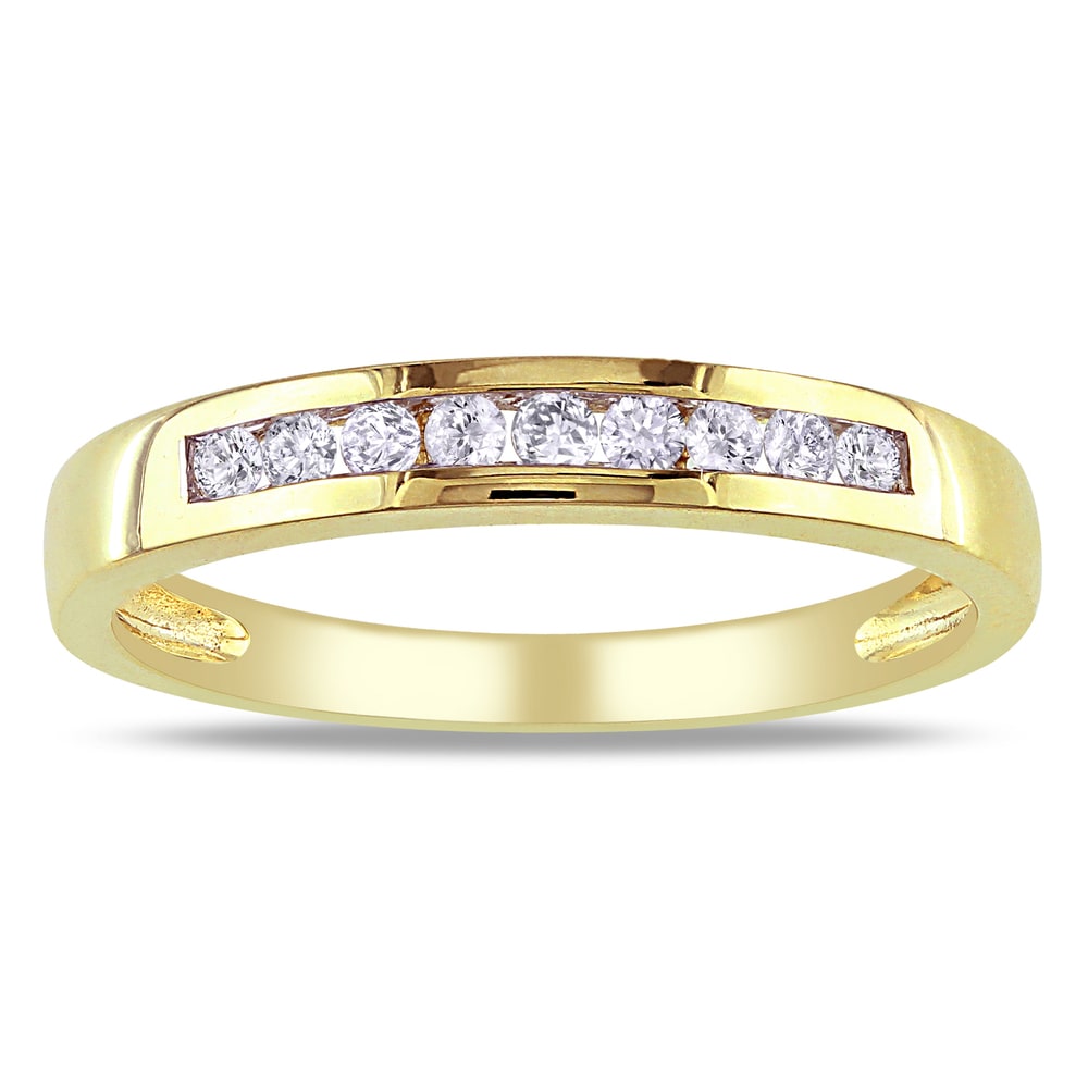Miadora 10k Yellow Gold 1/5ct TDW Diamond Anniversary Band - White