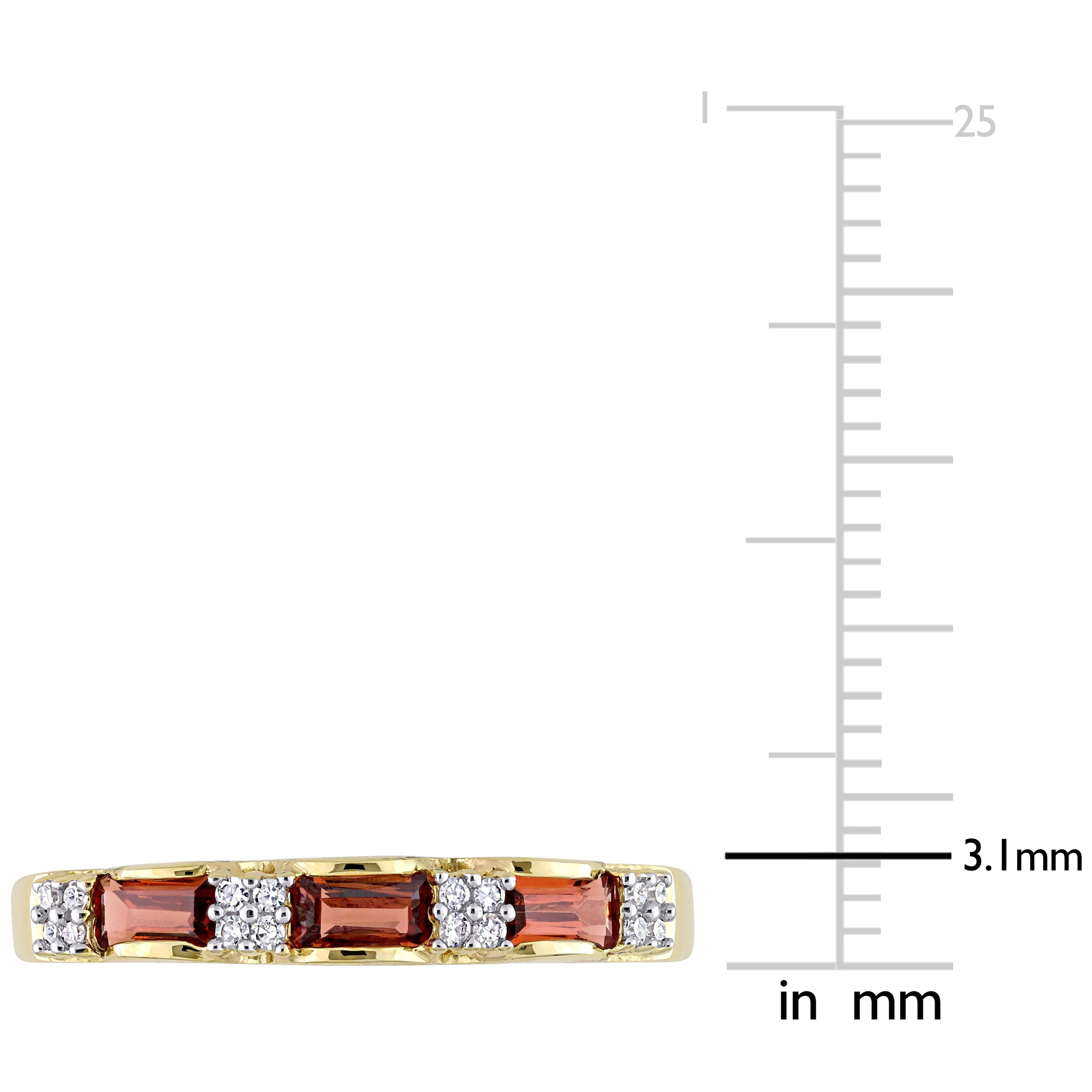 Miadora 10k Yellow Gold Baguette-cut Garnet & Diamond Accent Stackable Eternity Wedding Band Ring