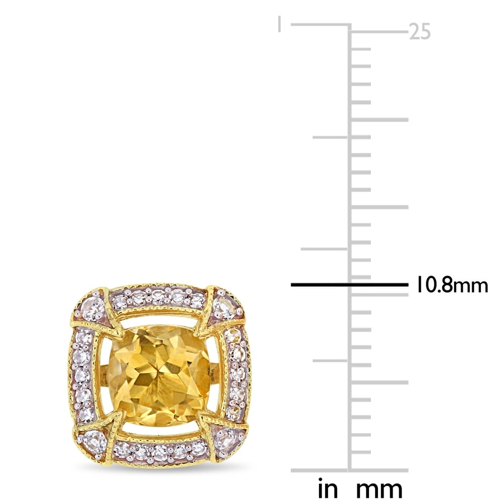 Miadora 10k Yellow Gold Citrine White Sapphire and 1/5ct TDW Diamond Stud Earrings