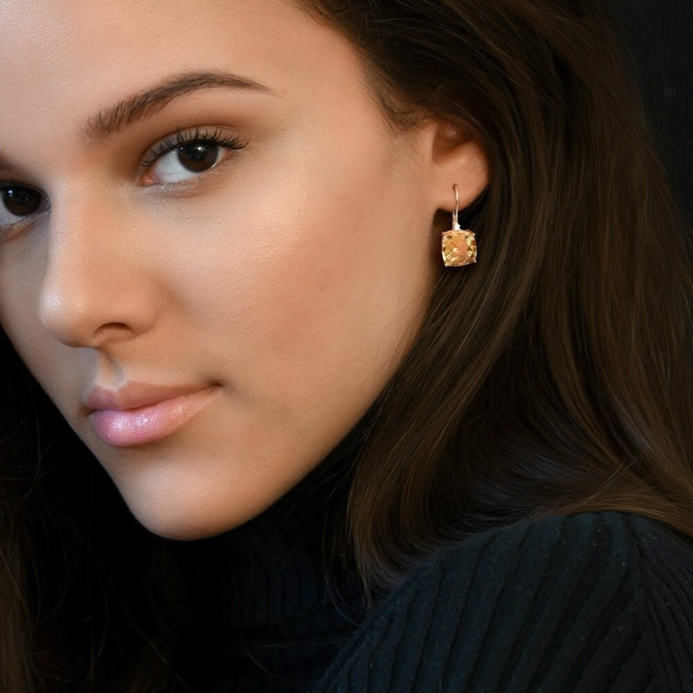 Miadora 10k Yellow Gold Citrine and Diamond Accent Dangle Earrings