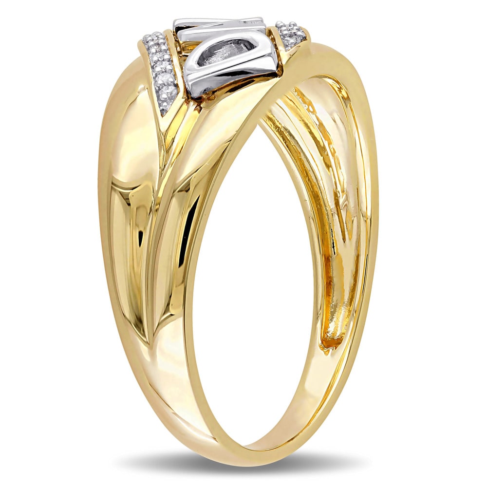 Miadora 10k Yellow Gold Diamond Accent Mens Dad Ring - White