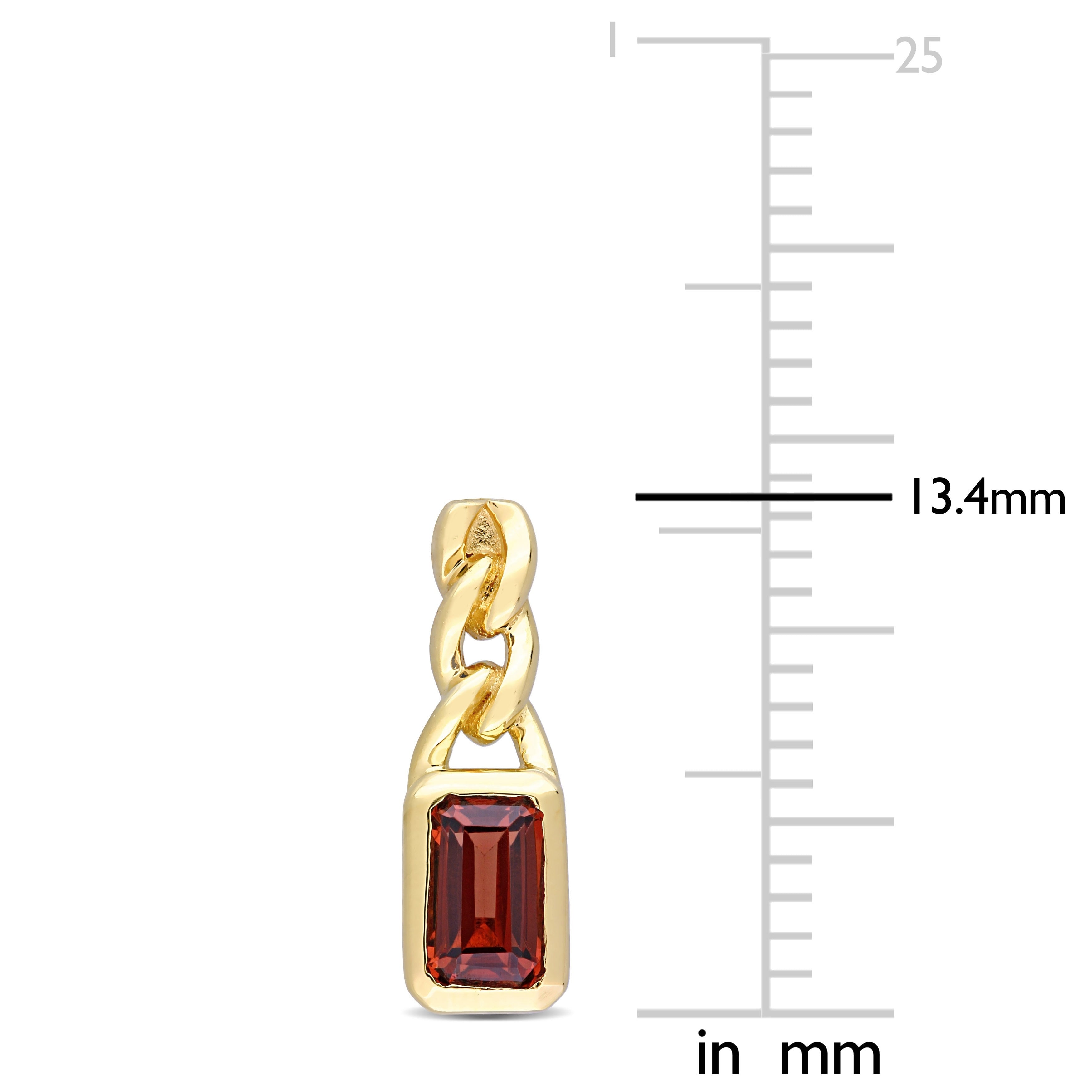 Miadora 10k Yellow Gold Garnet Oval Link Octagon Drop Earrings