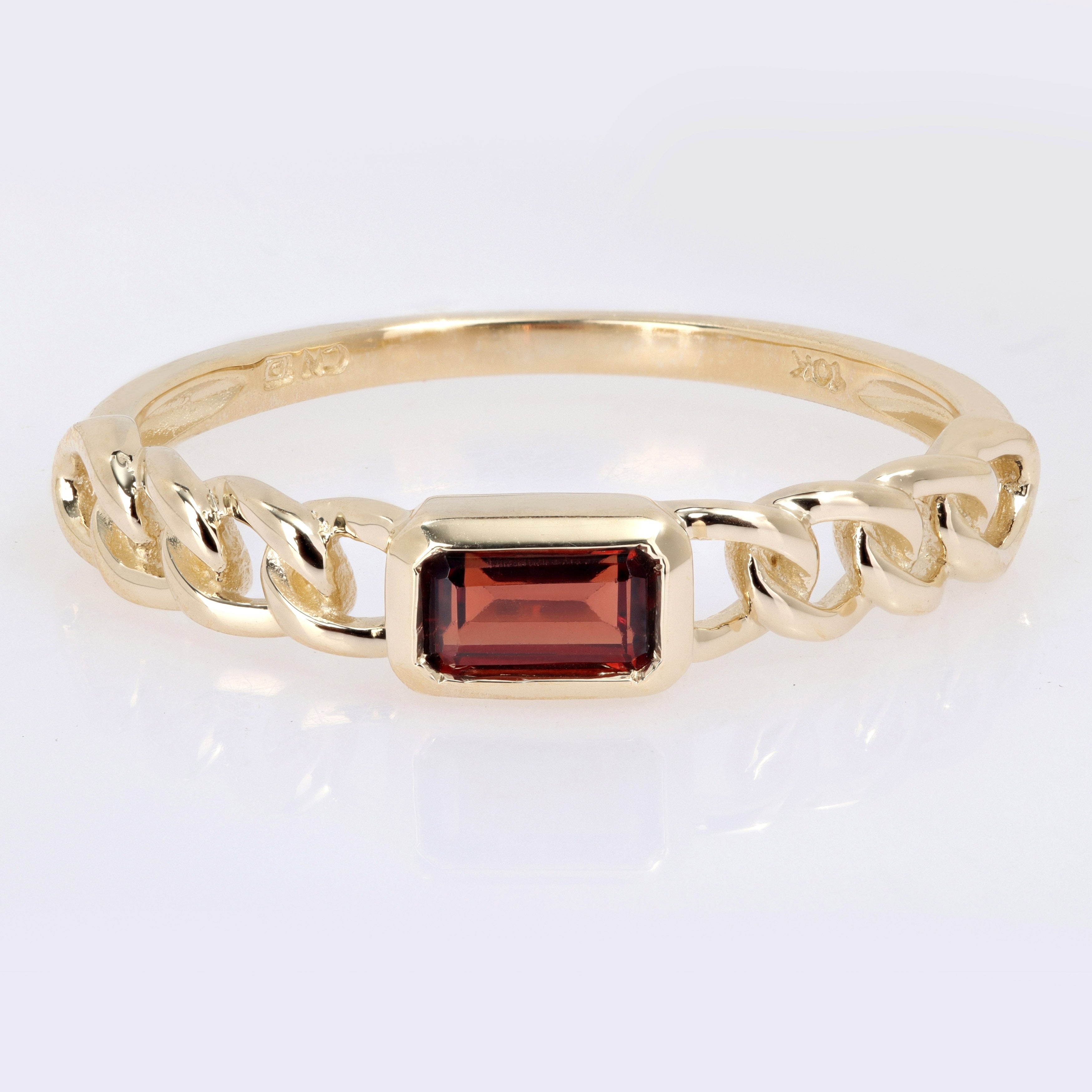 Miadora 10k Yellow Gold Garnet Stackable Link Ring