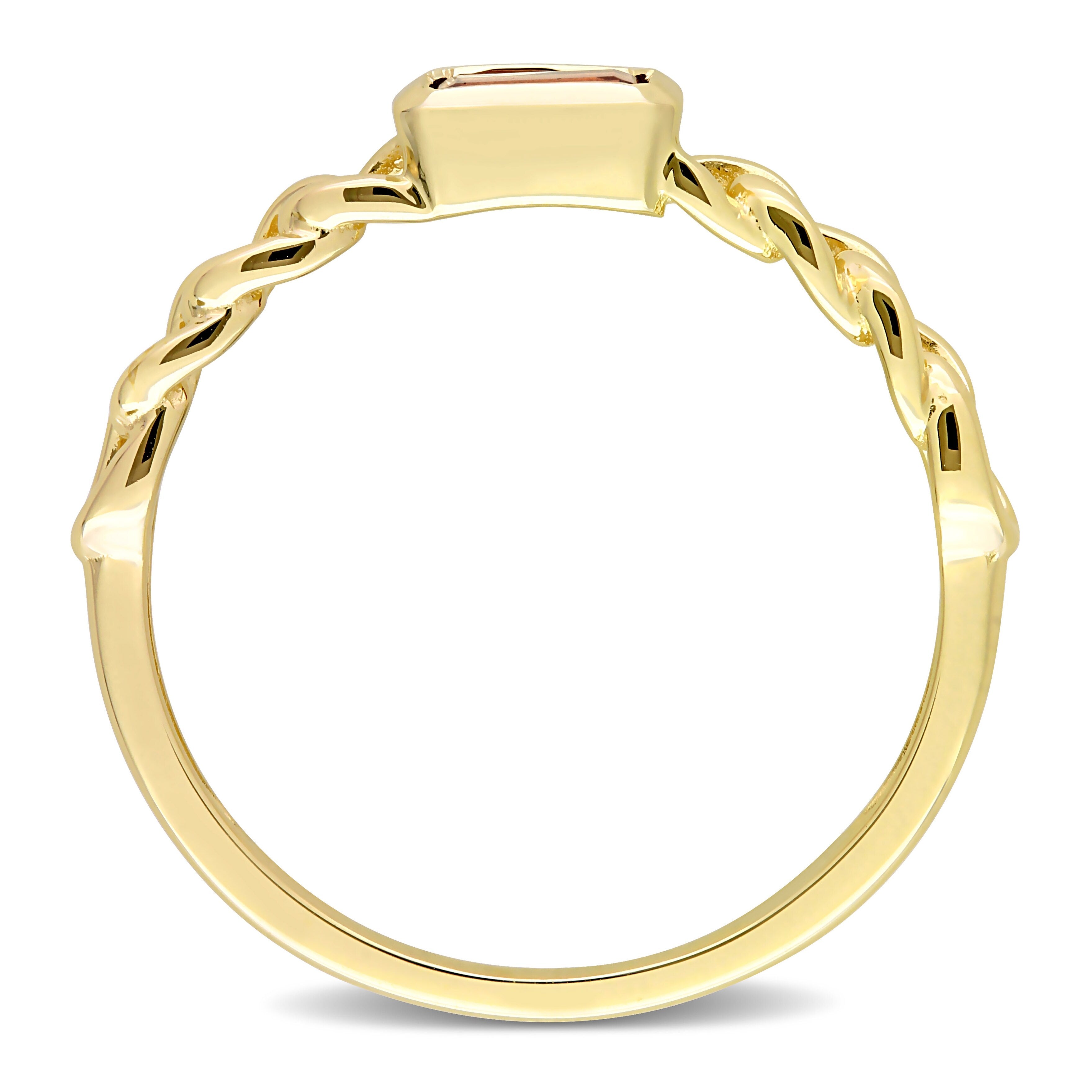Miadora 10k Yellow Gold Garnet Stackable Link Ring