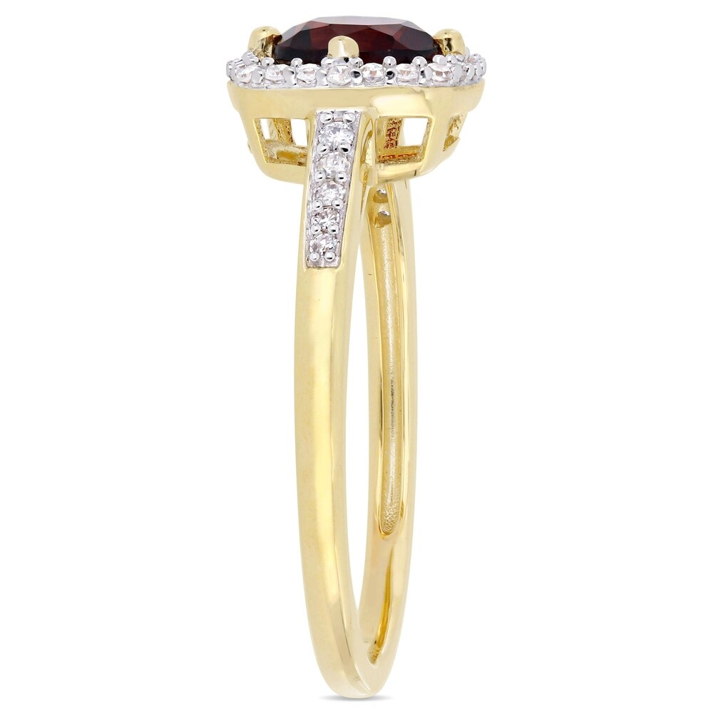 Miadora 10k Yellow Gold Garnet and 1/7ct TDW Diamond Floating Square Halo Engagement Ring