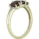 Miadora 10k Yellow Gold Garnet and Diamond 3-stone Ring