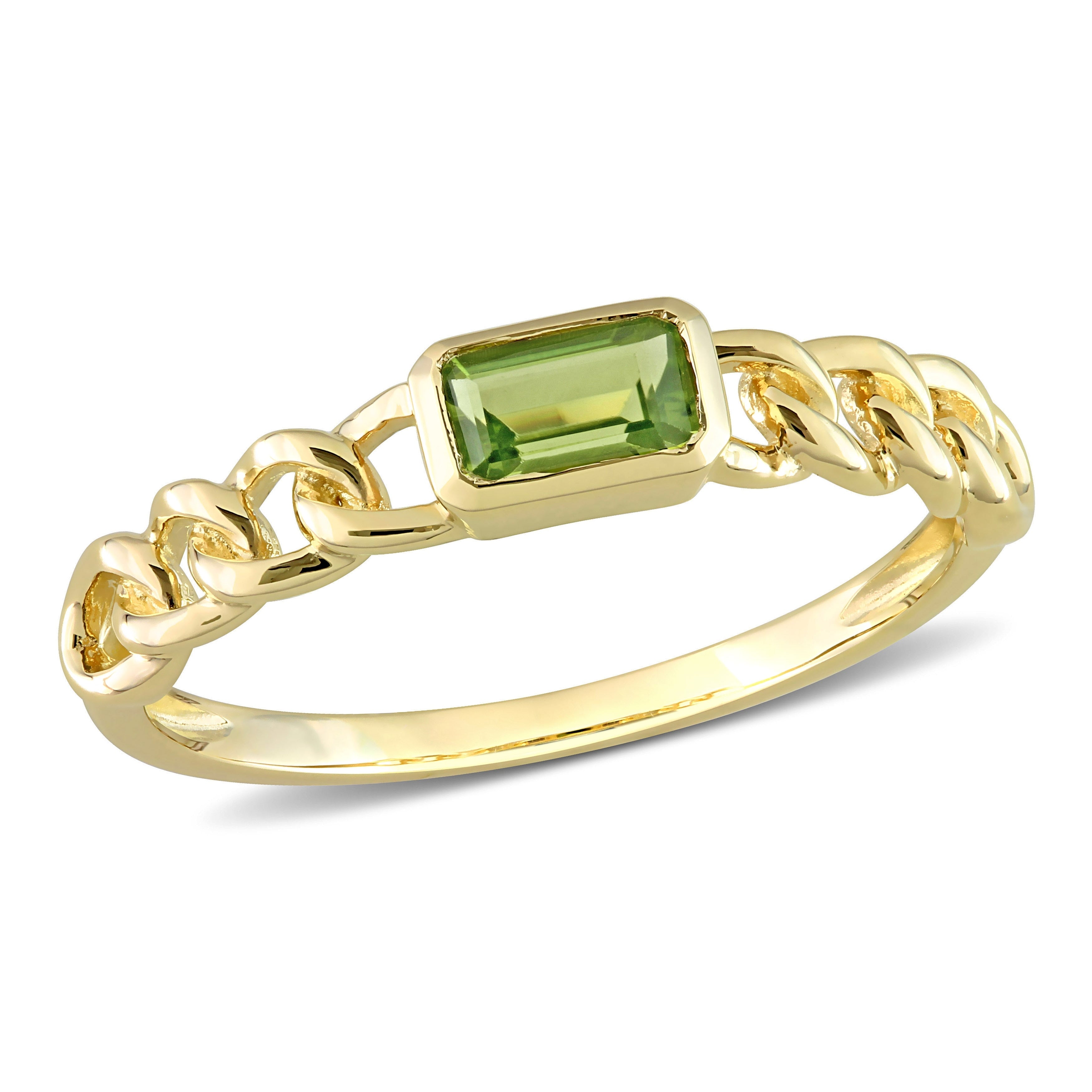 Miadora 10k Yellow Gold Peridot Stackable Link Ring
