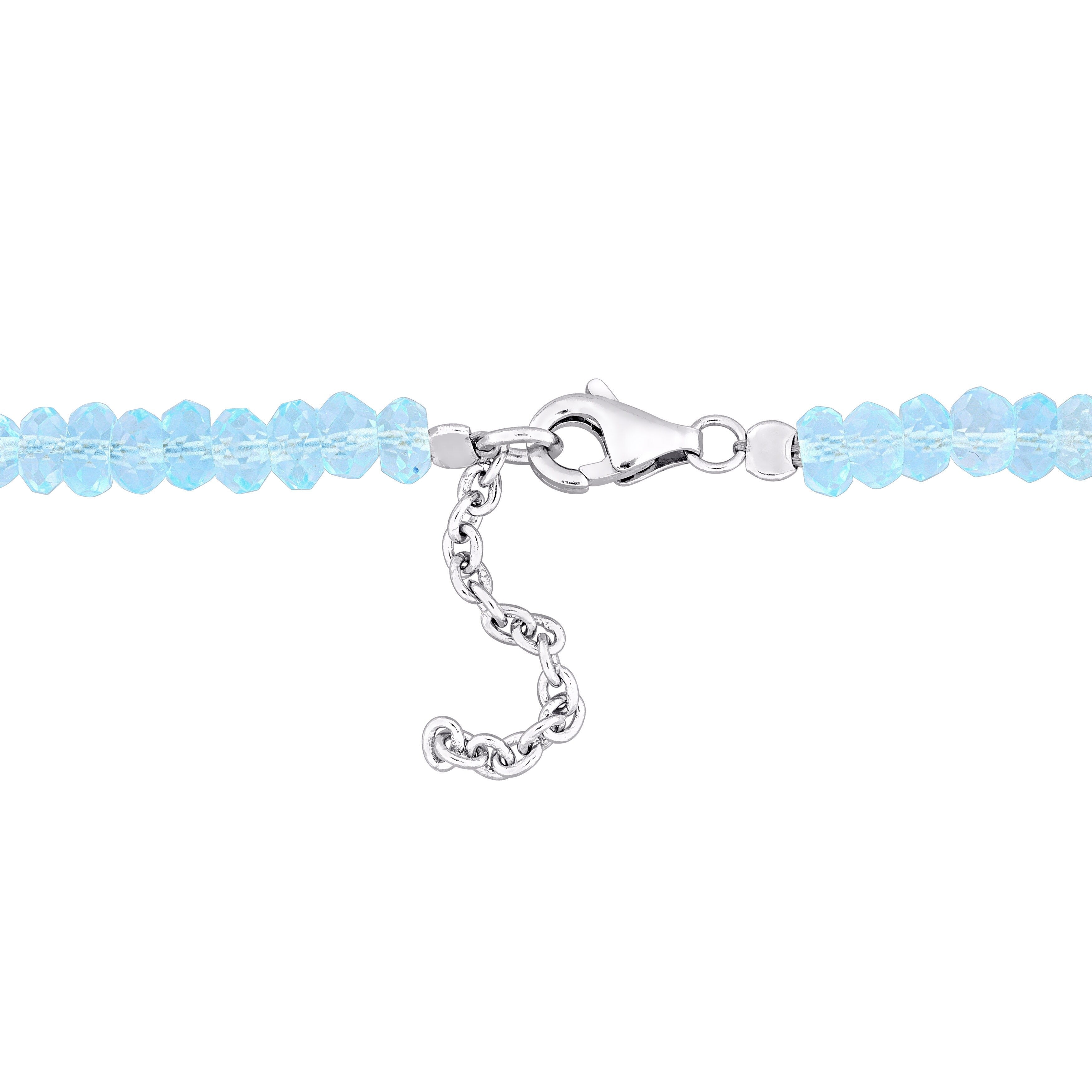Miadora 11ct TGW Sky Blue Topaz Beaded Bracelet in Sterling Silver Clasp-725+1 in