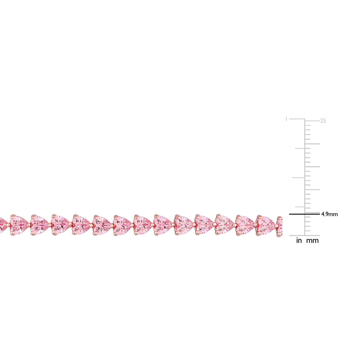 Miadora 12 1/3ct TGW Created Pink Heart-Cut Sapphire Tennis Bracelet Rose Silver - 7.5 in.