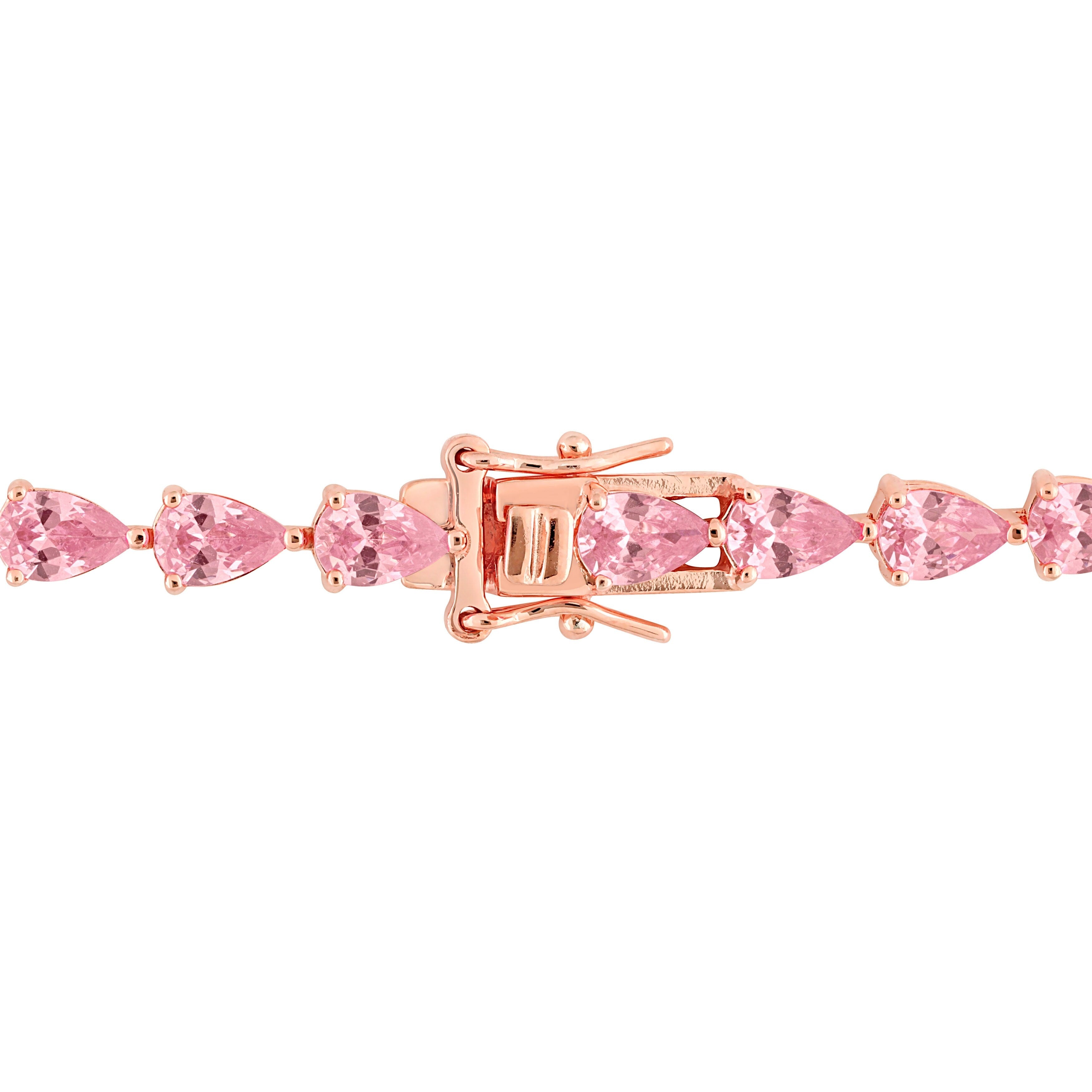 Miadora 13.5ct TGW Created Pink Sapphire Bracelet in Rose Sterling Silver