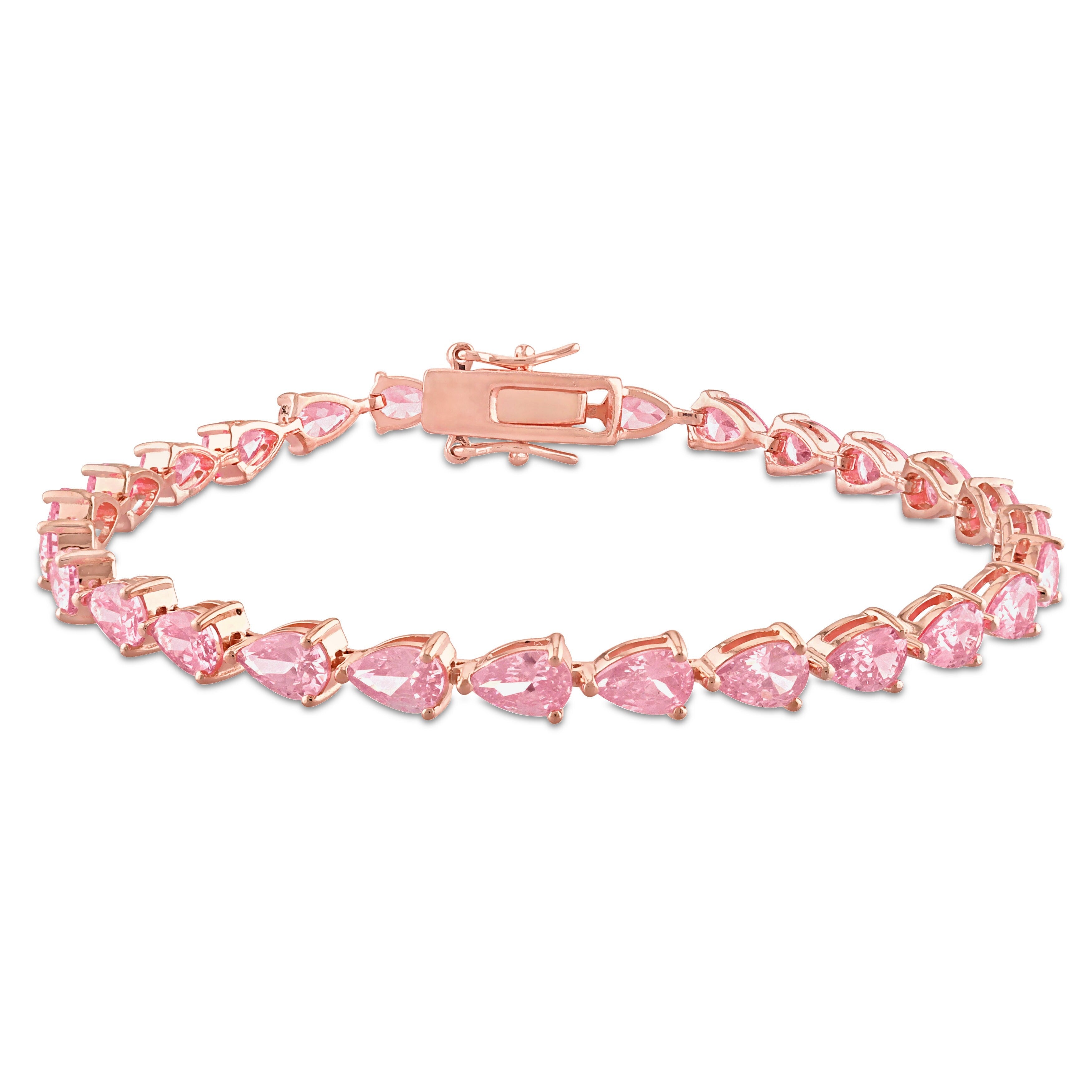 Miadora 13.5ct TGW Created Pink Sapphire Bracelet in Rose Sterling Silver
