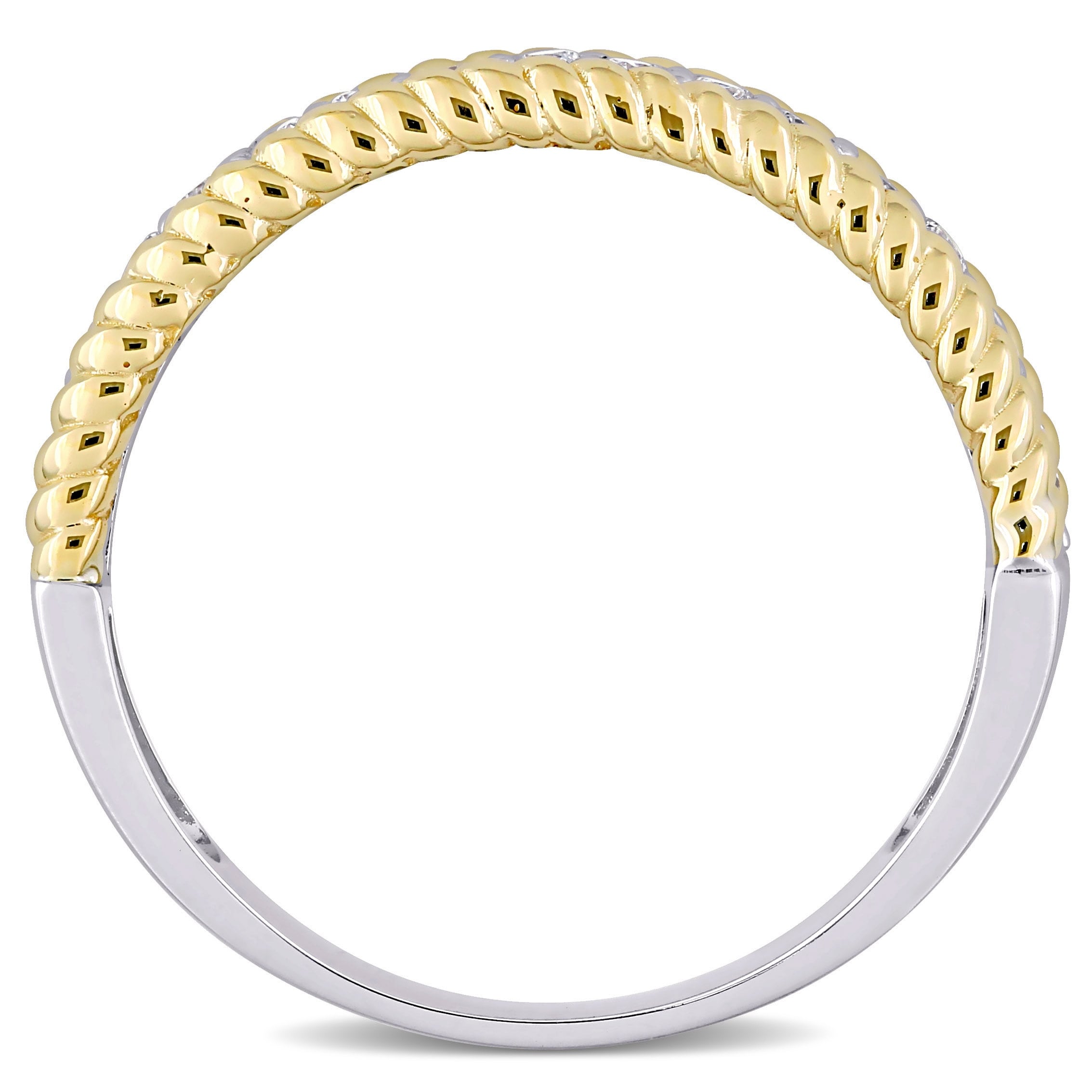 Miadora 14k 2-Tone White and Yellow Gold 1/3ct TDW Diamond Bead Anniversary Wedding Band Ring