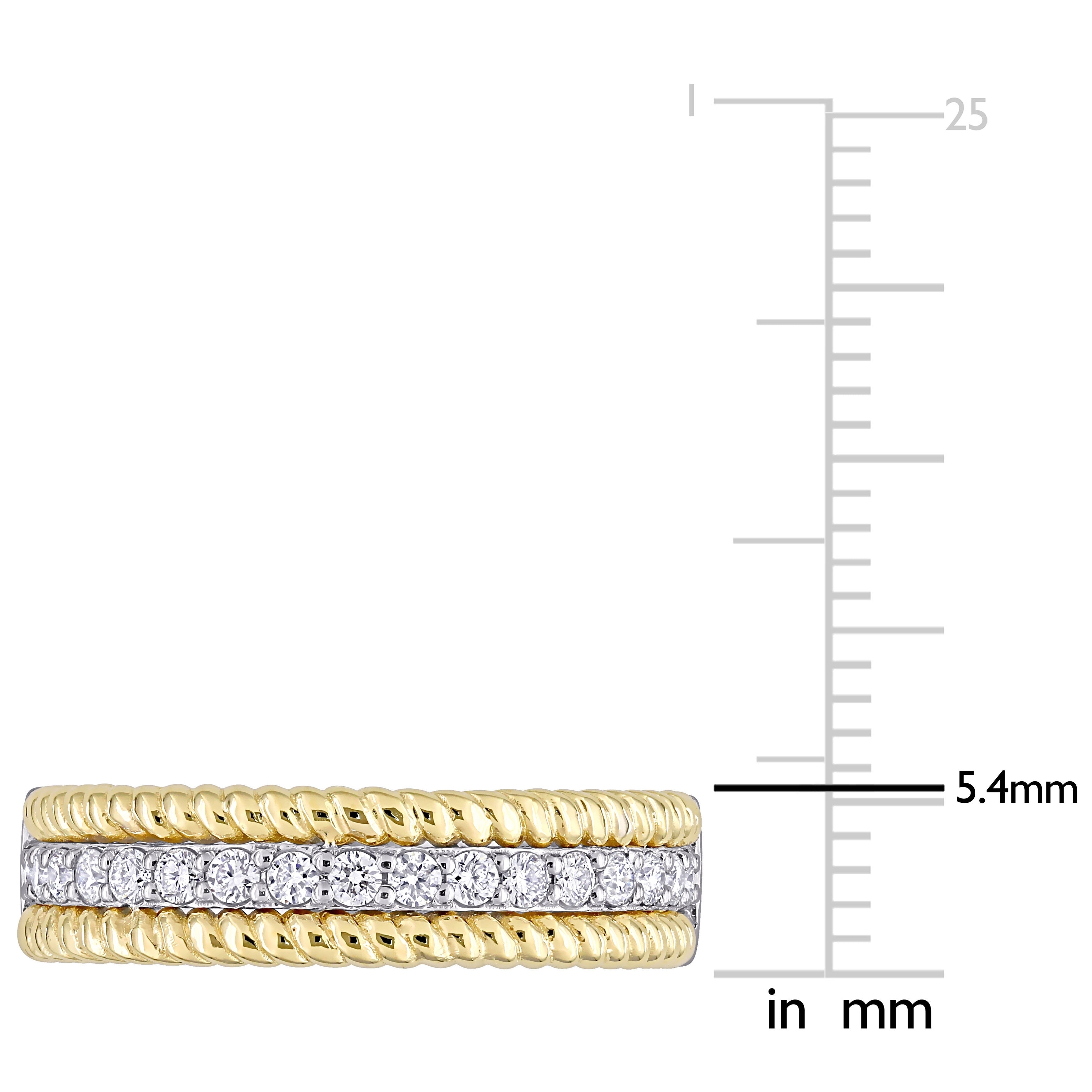 Miadora 14k 2-Tone White and Yellow Gold 1/3ct TDW Diamond Bead Anniversary Wedding Band Ring
