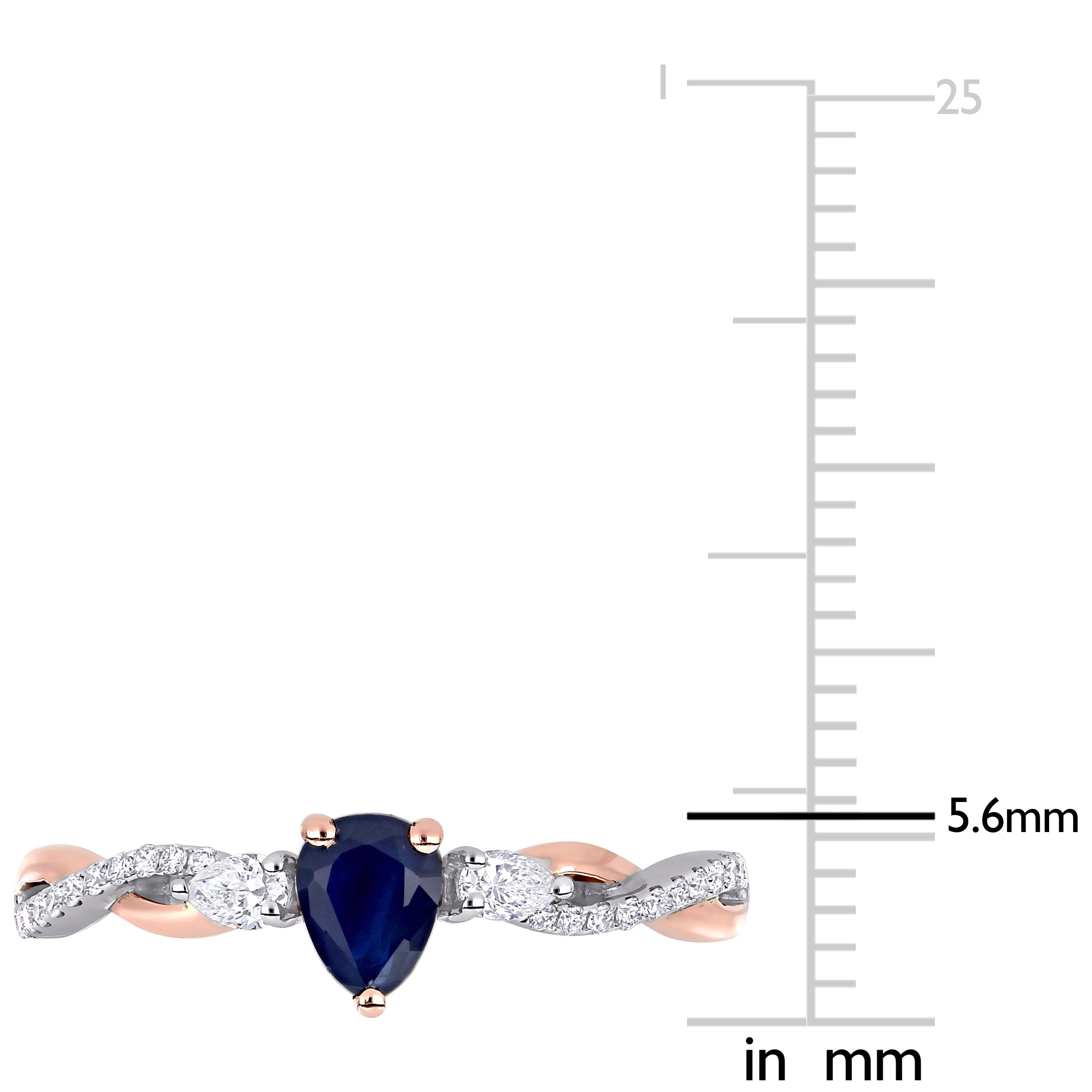 Miadora 14k 2-tone White & Rose Gold Pear-cut Sapphire & 1/5ct Diamond Infinity Engagement Ring