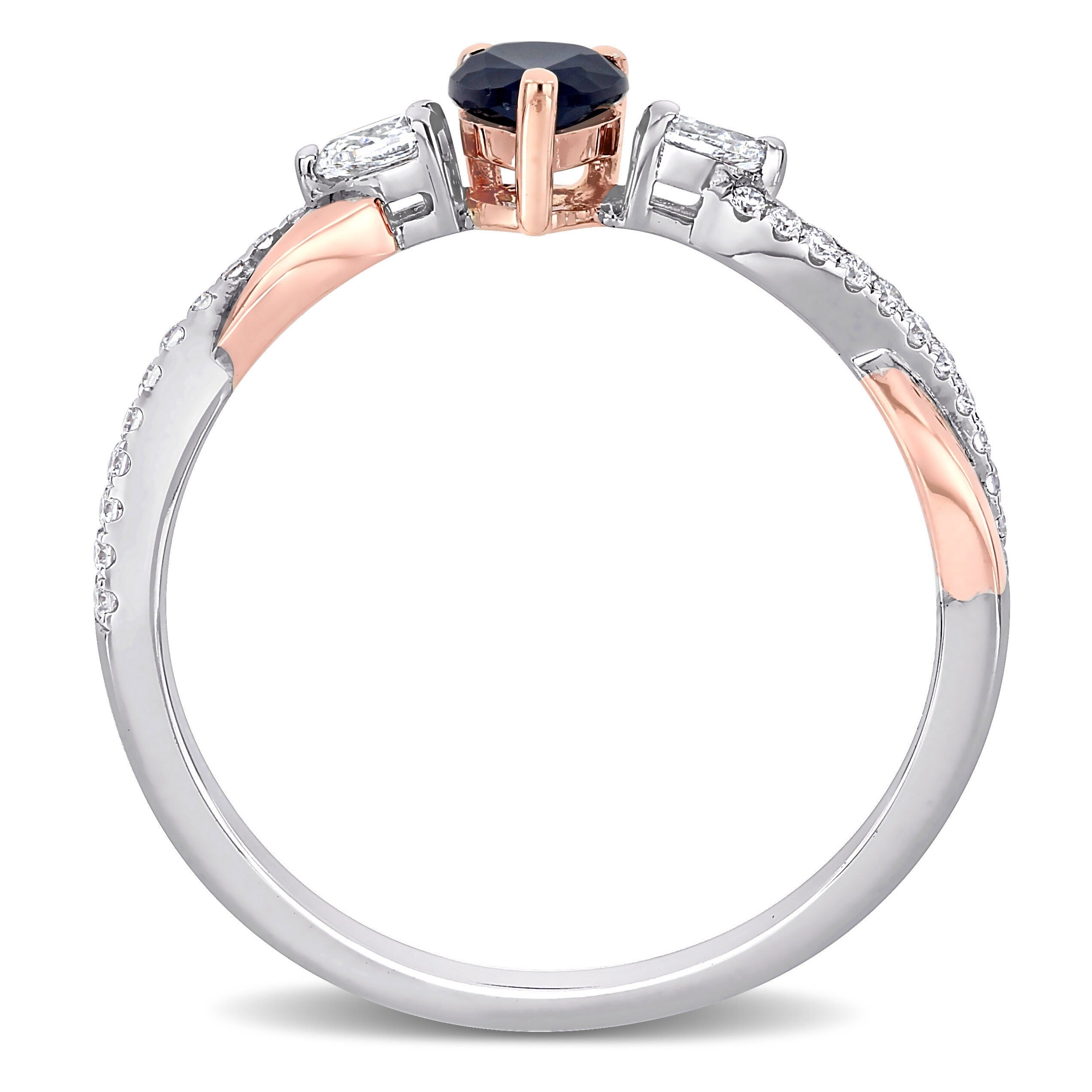 Miadora 14k 2-tone White & Rose Gold Pear-cut Sapphire & 1/5ct Diamond Infinity Engagement Ring