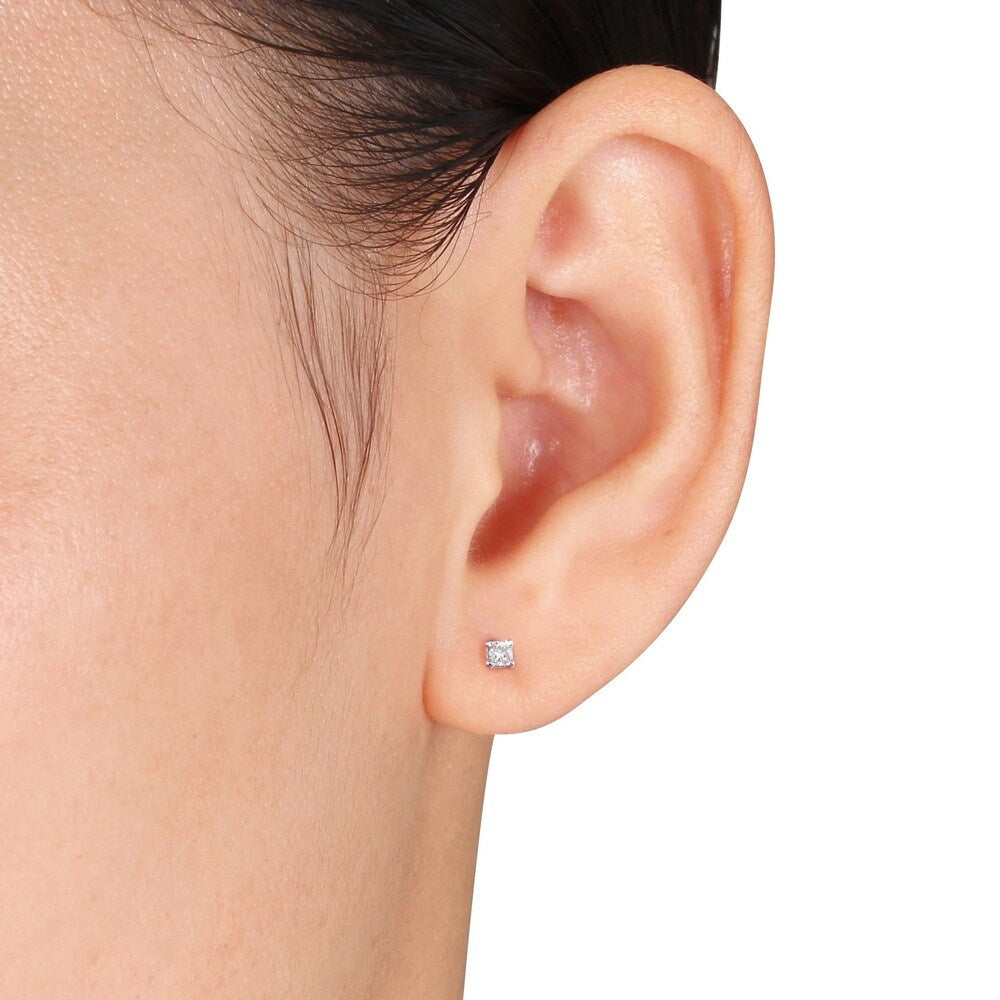 Miadora 14k Gold 1/10ct Princess Diamond Stud Earrings