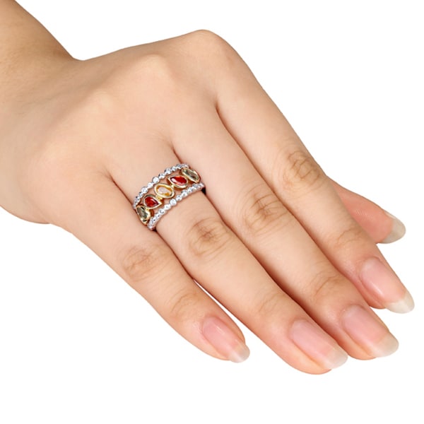 Miadora 14k Gold Sapphire and 1/4ct TDW Diamond Ring (G-H, SI1-SI2)