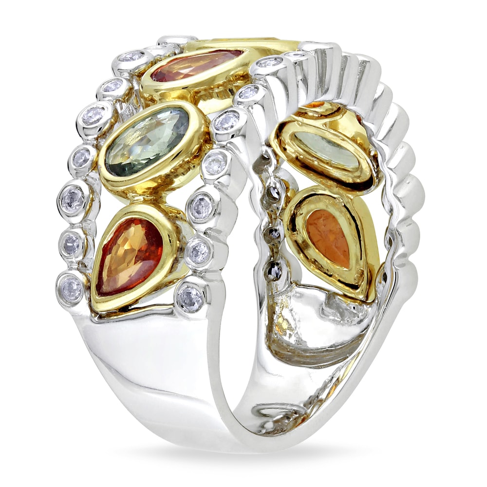 Miadora 14k Gold Sapphire and 1/4ct TDW Diamond Ring (G-H, SI1-SI2)