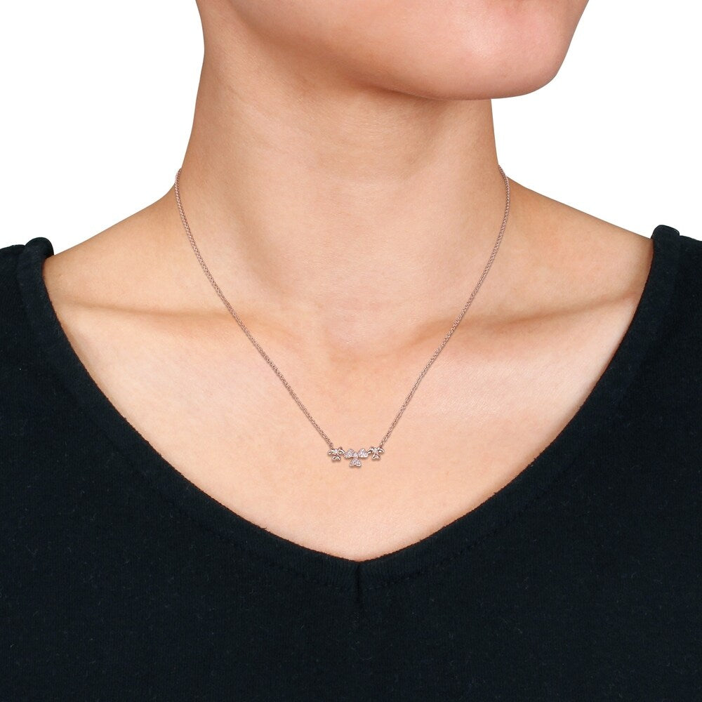 Miadora 14k Rose Gold 1/10ct TDW Diamond Triple Flower Necklace