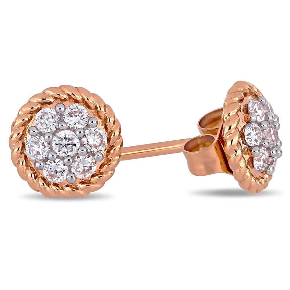 Miadora 14k Rose Gold 1/4ct TDW Diamond Flower Cluster Circular Stud Earrings
