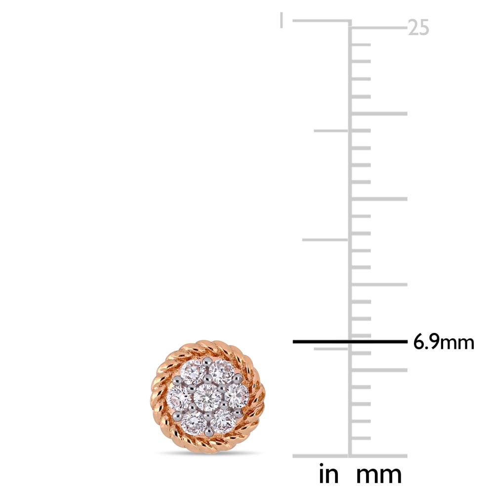 Miadora 14k Rose Gold 1/4ct TDW Diamond Flower Cluster Circular Stud Earrings