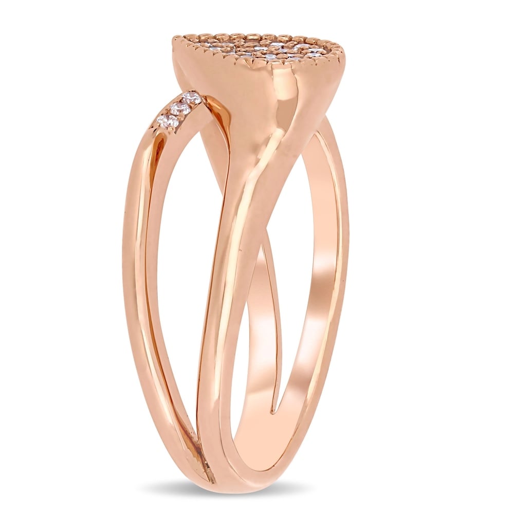 Miadora 14k Rose Gold 1/5ct TDW Diamond Crossover Teardrop and Circle Cluster Ring