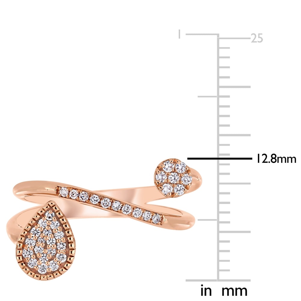 Miadora 14k Rose Gold 1/5ct TDW Diamond Crossover Teardrop and Circle Cluster Ring