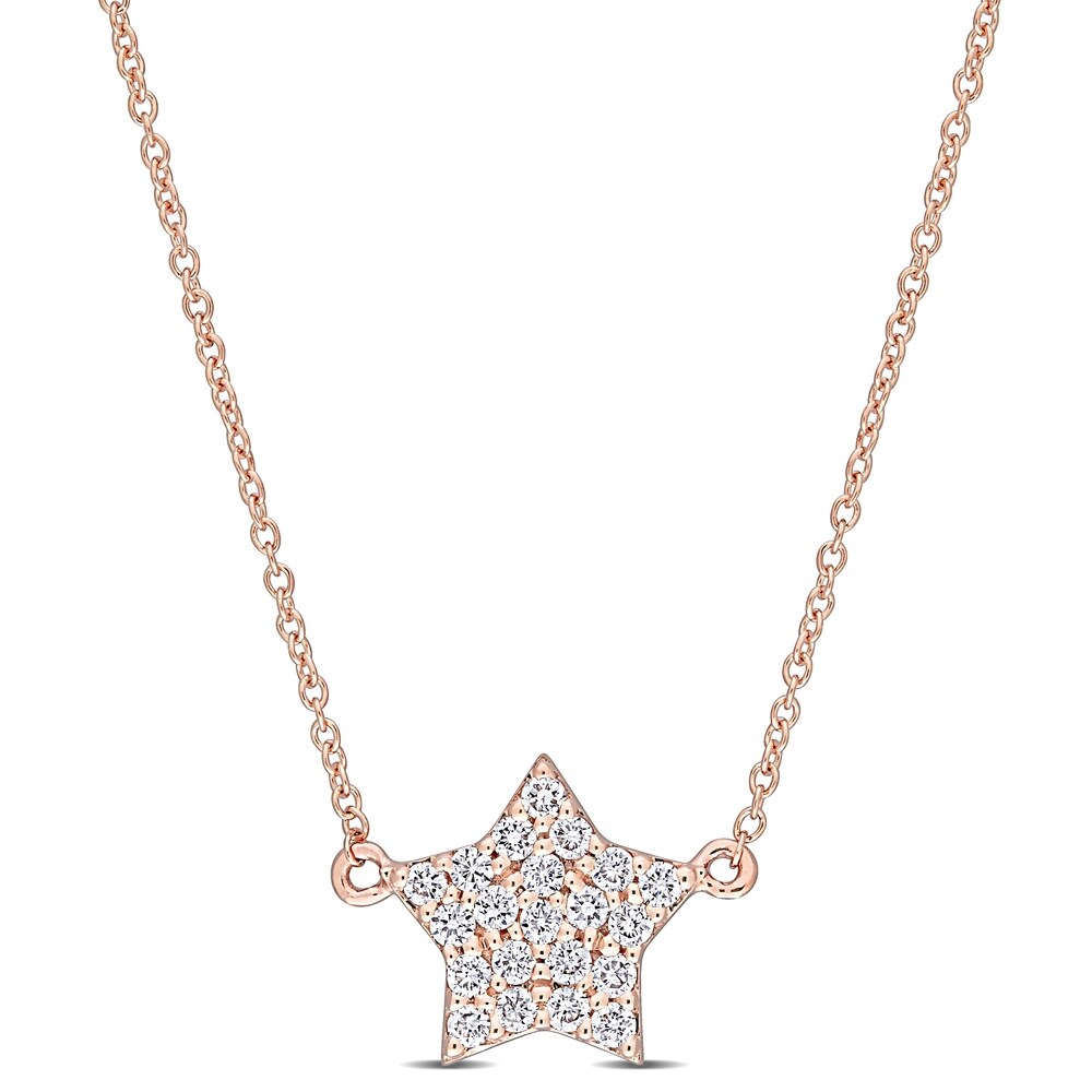 Miadora 14k Rose Gold 1/8ct TDW Diamond Star Cluster Necklace