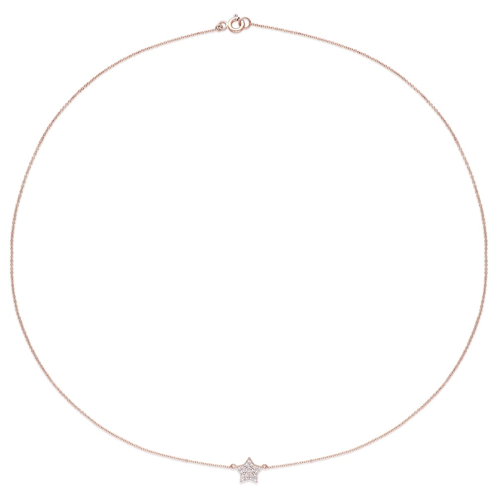 Miadora 14k Rose Gold 1/8ct TDW Diamond Star Cluster Necklace
