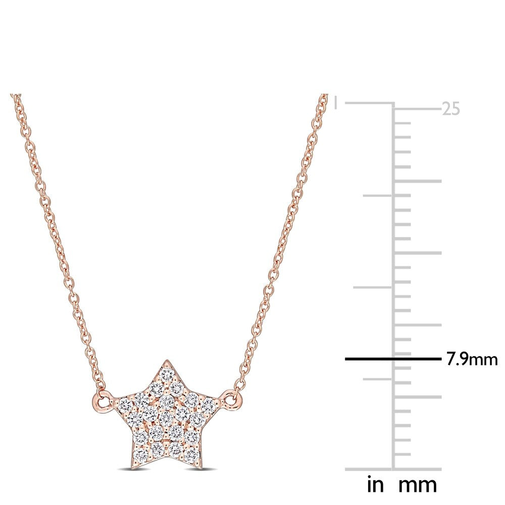 Miadora 14k Rose Gold 1/8ct TDW Diamond Star Cluster Necklace