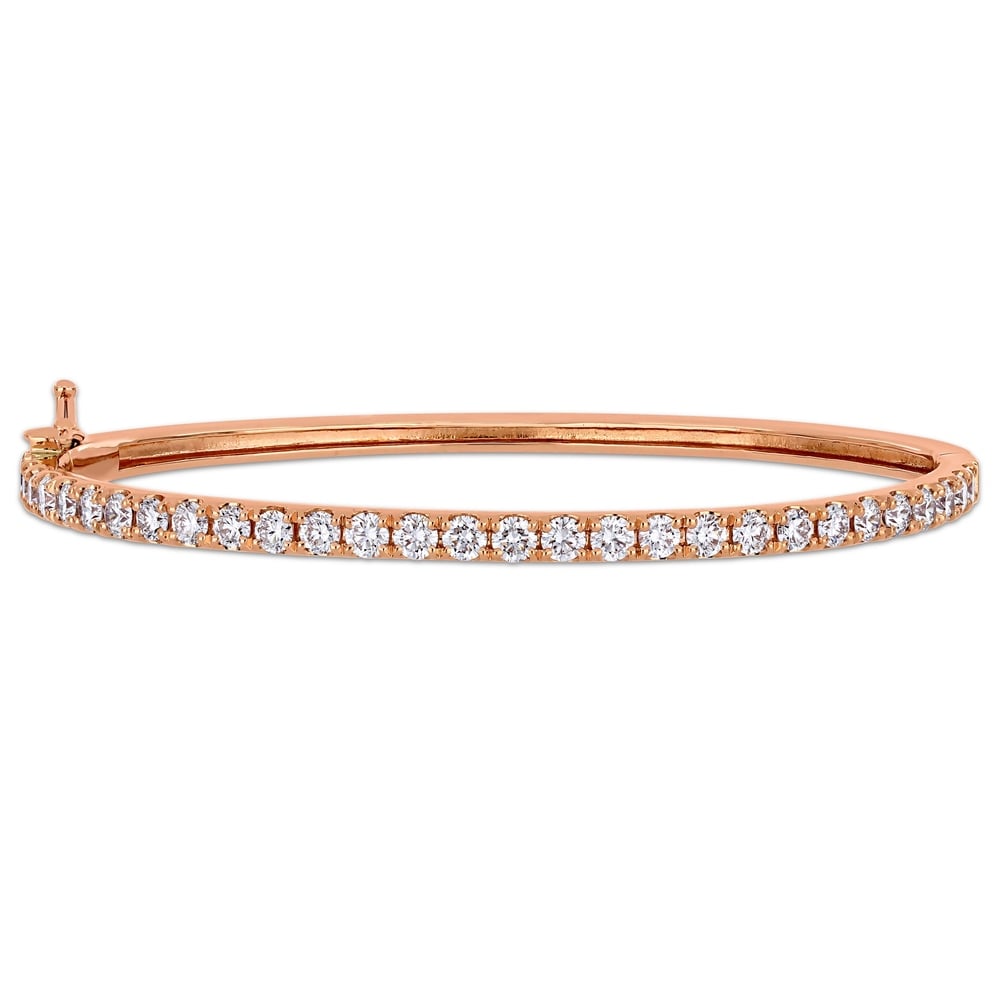 Miadora 14k Rose Gold 2 1/3ct TDW Diamond Tennis Stackable Bangle