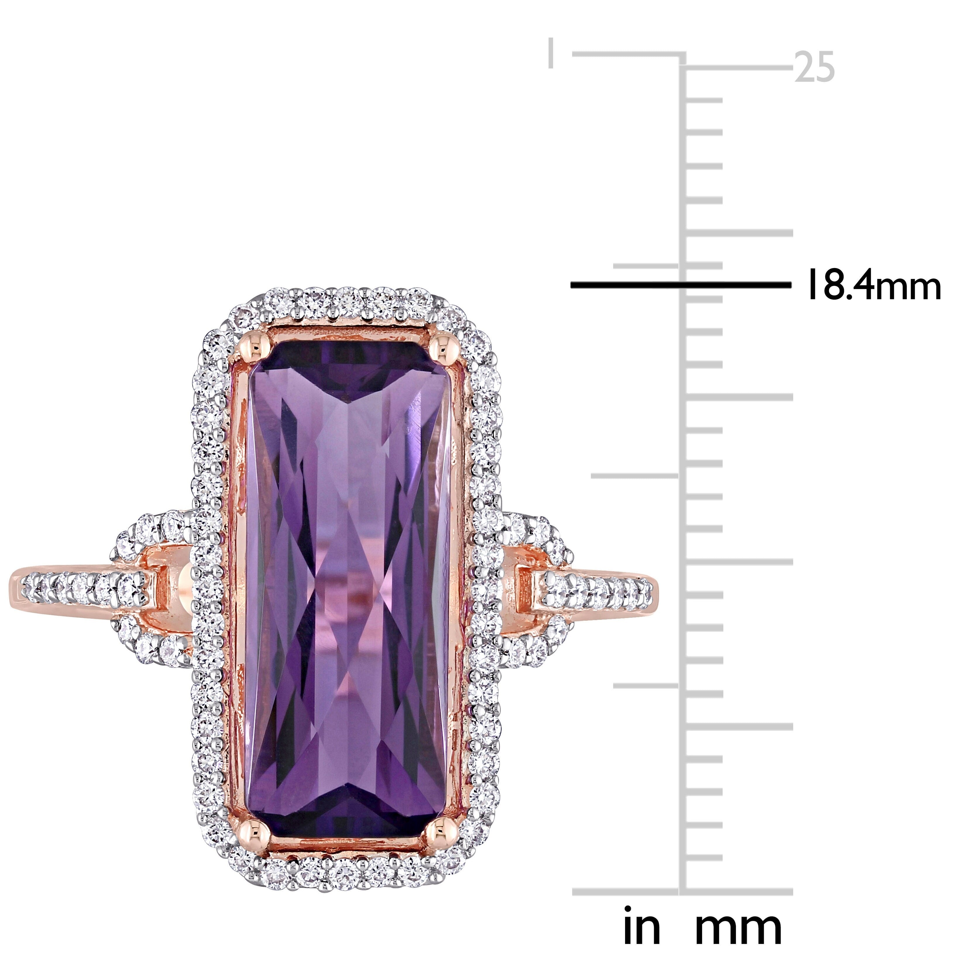 Miadora 14k Rose Gold 5ct TGW Octagon-cut Amethyst & 1/4ct TDW Diamond Halo Cocktail Ring