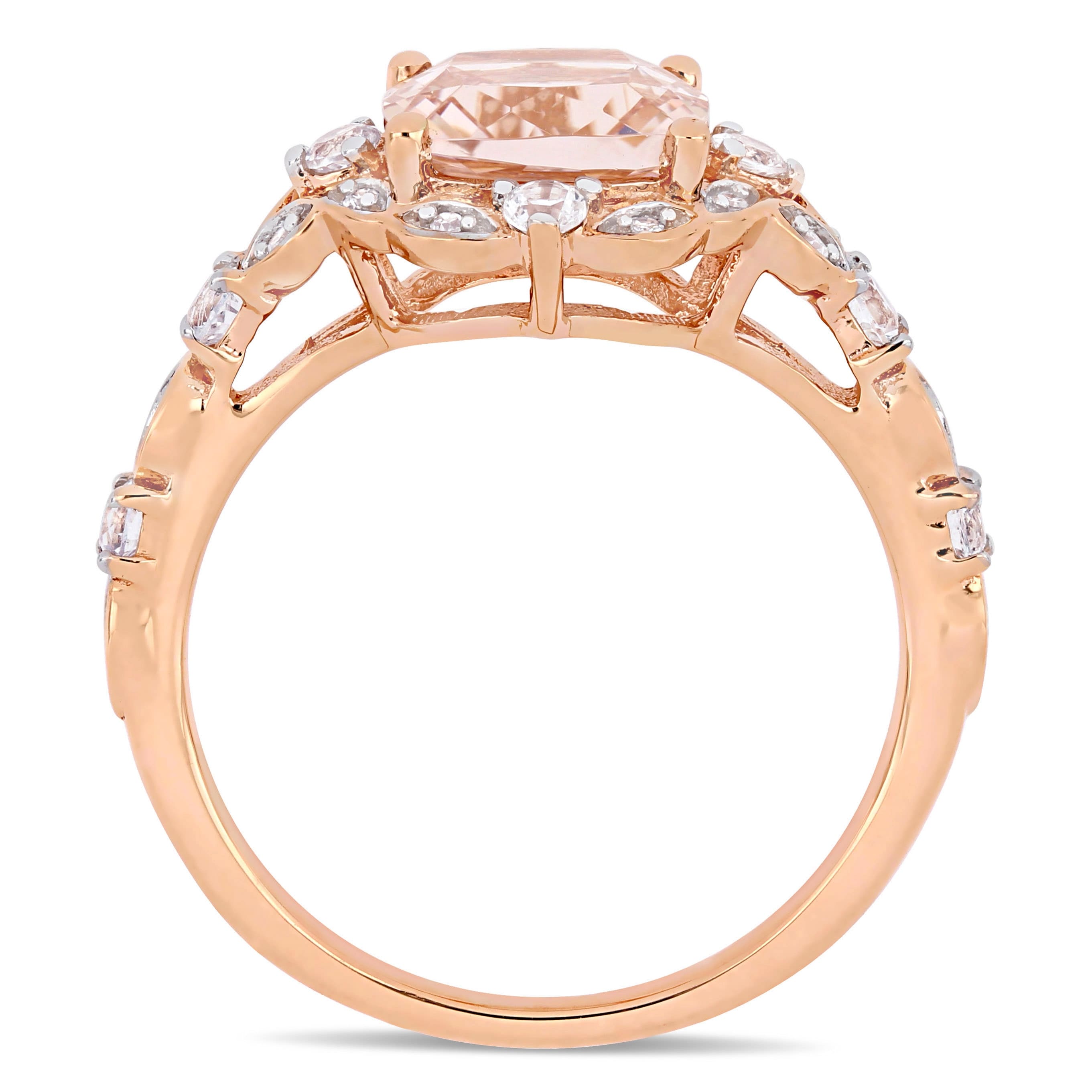 Miadora 14k Rose Gold Morganite White Sapphire Diamond Vintage Ring