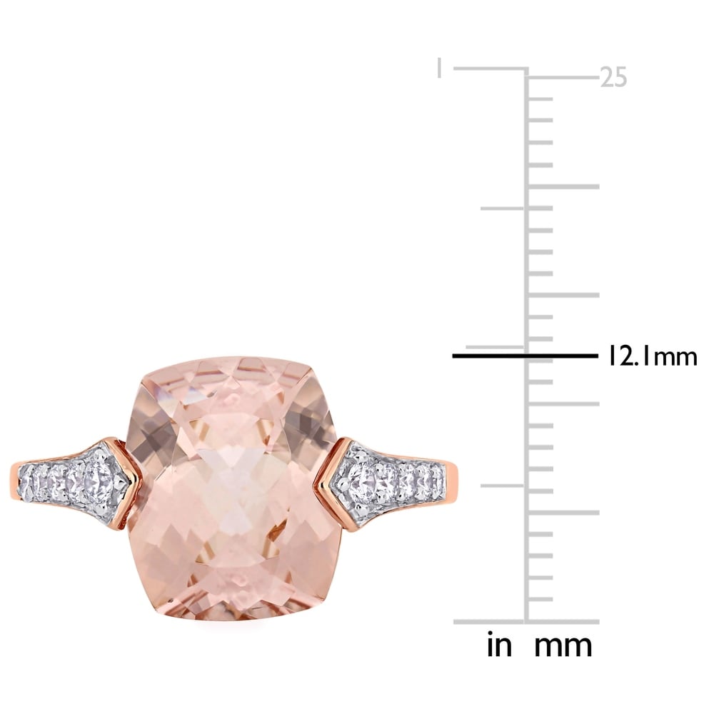 Miadora 14k Rose Gold Morganite White Sapphire and 1/4ct TDW Diamond Engagement Ring
