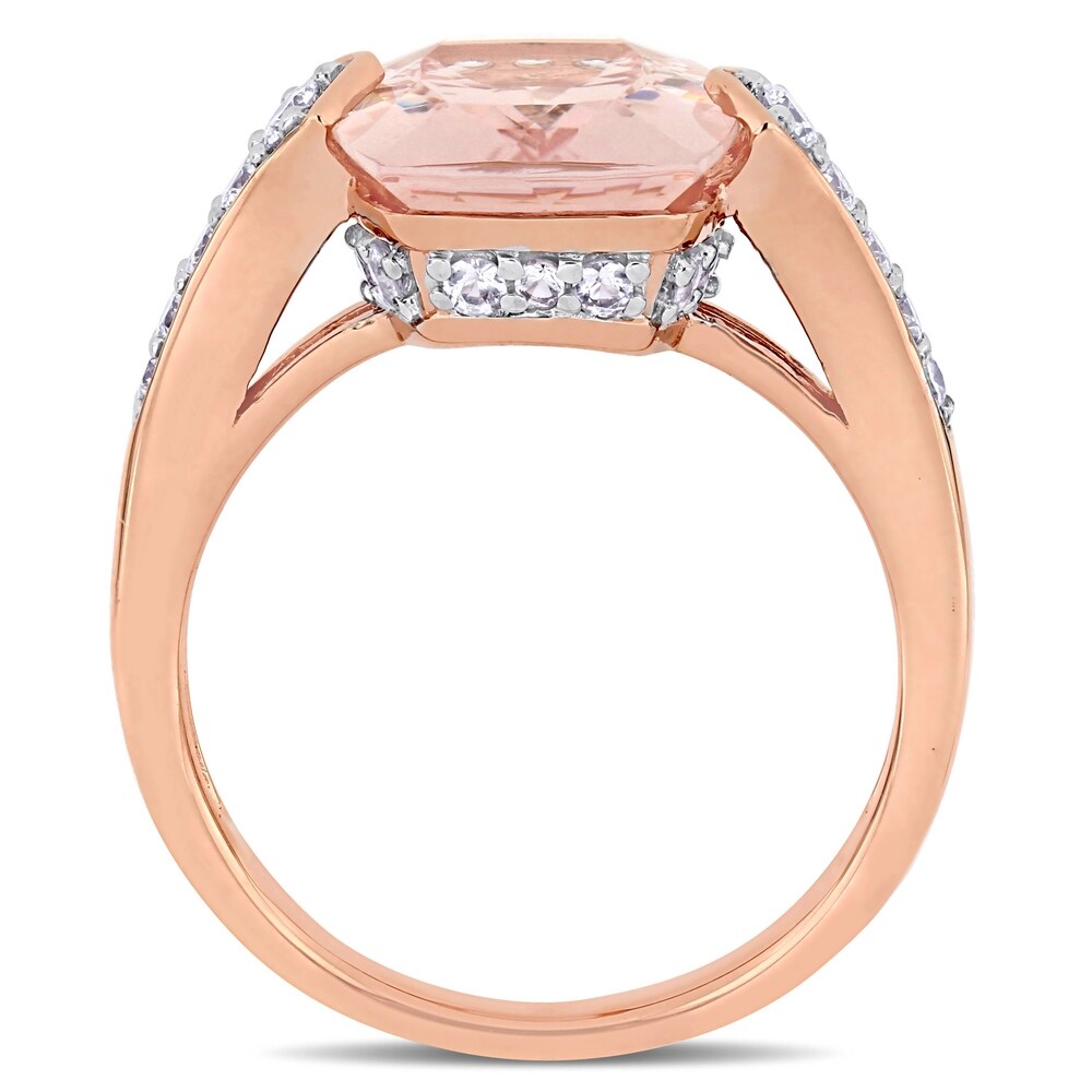 Miadora 14k Rose Gold Morganite White Sapphire and 1/4ct TDW Diamond Engagement Ring
