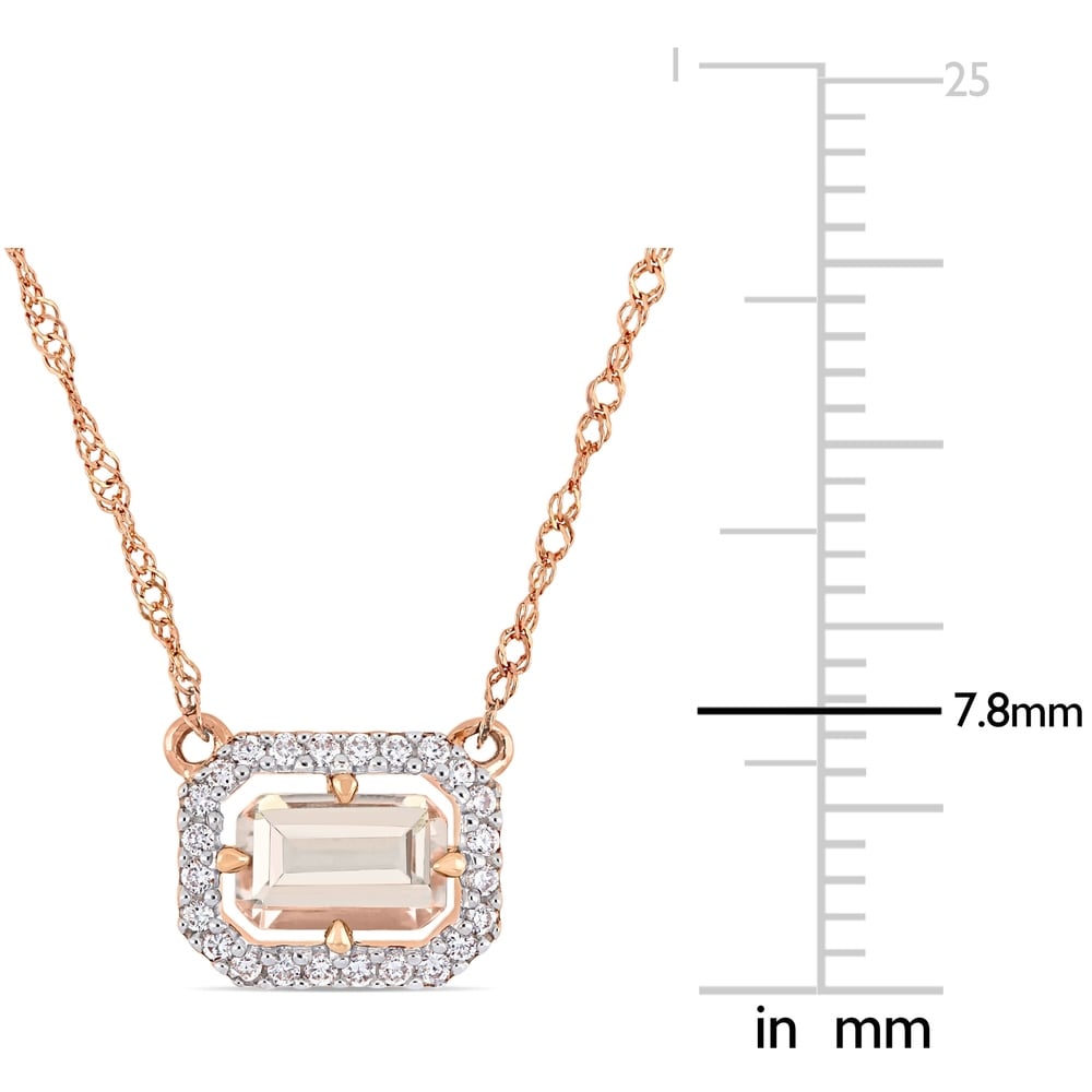 Miadora 14k Rose Gold Morganite and 1/10ct TDW Diamond Halo Station Necklace