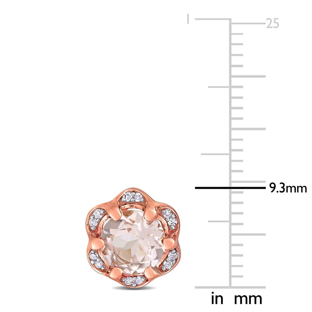 Miadora 14k Rose Gold Morganite and Diamond Accent Flower Stud Earrings