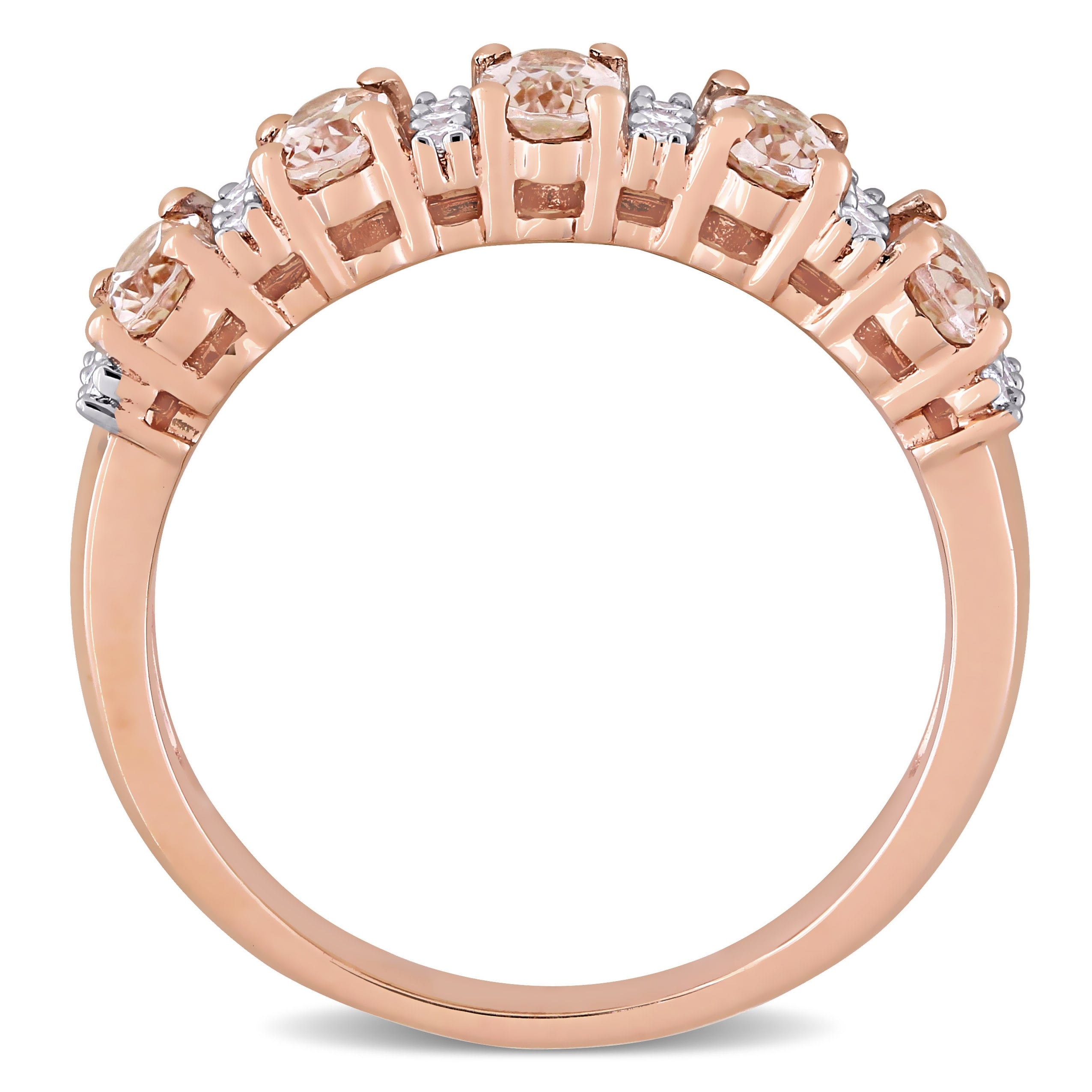 Miadora 14k Rose Gold Oval-Cut Morganite and 1/6ct TDW Diamond Anniversary Band Ring