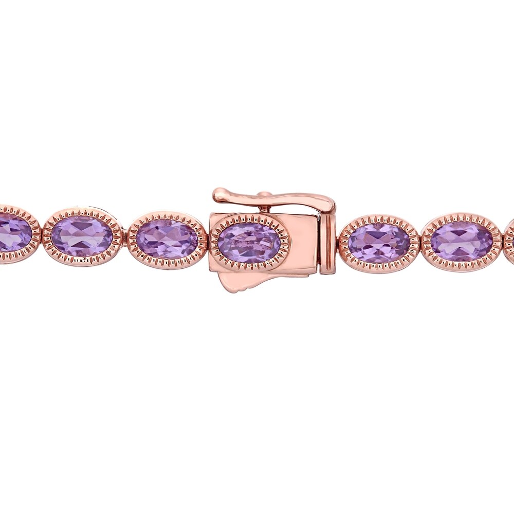 Miadora 14k Rose Gold Oval-cut Amethyst Tennis Bracelet