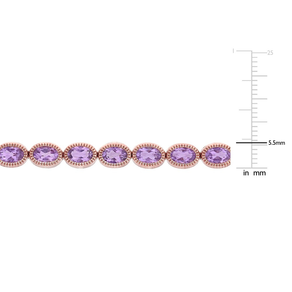 Miadora 14k Rose Gold Oval-cut Amethyst Tennis Bracelet