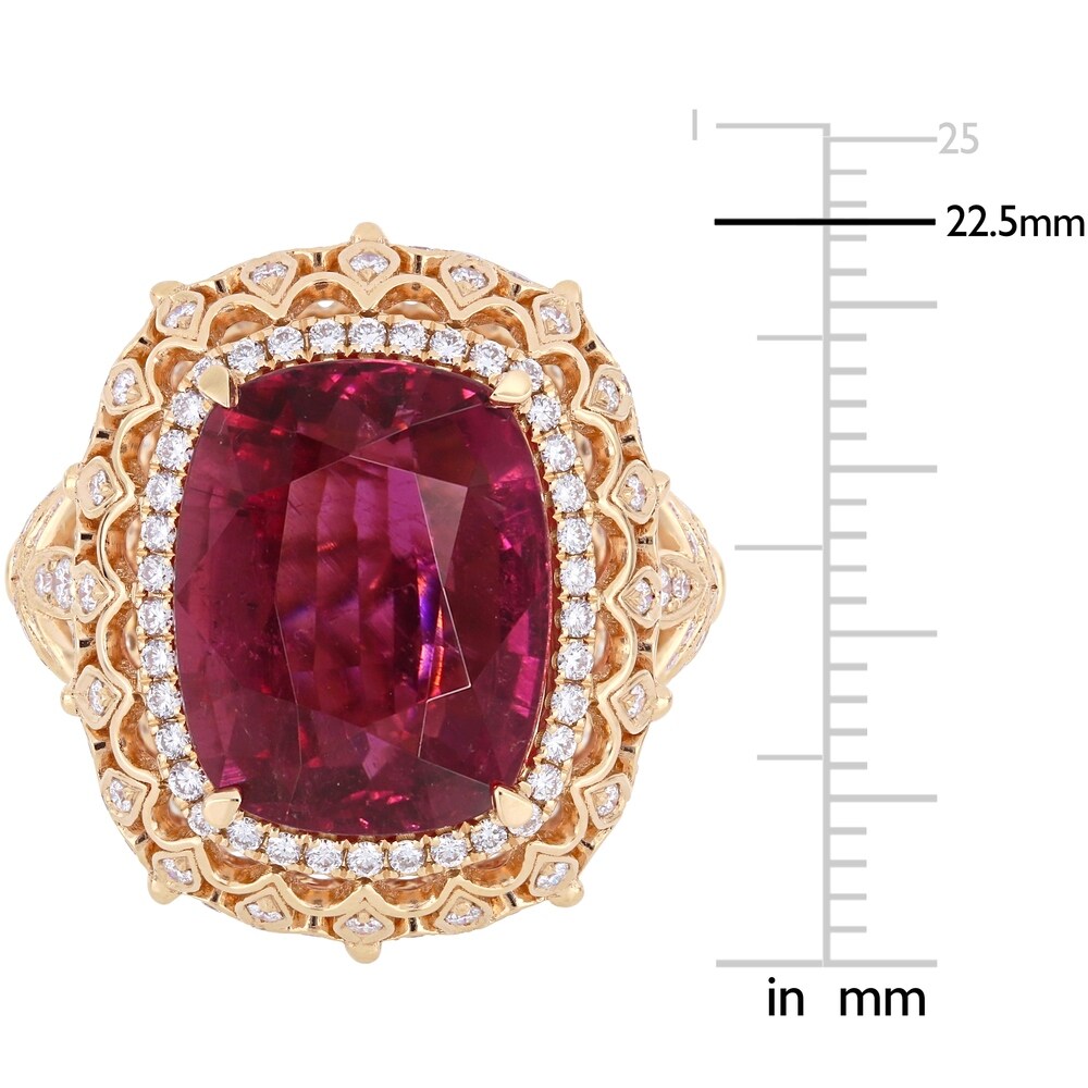 Miadora 14k Rose Gold Pink Tourmaline and 1-1/7ct TDW Diamond Halo Cocktail Ring