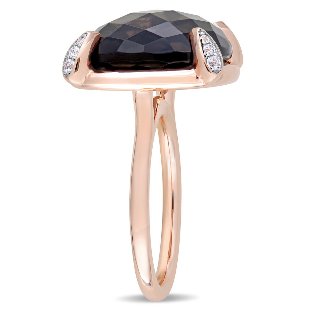 Miadora 14k Rose Gold Smokey Quartz and White Sapphire Cocktail Ring