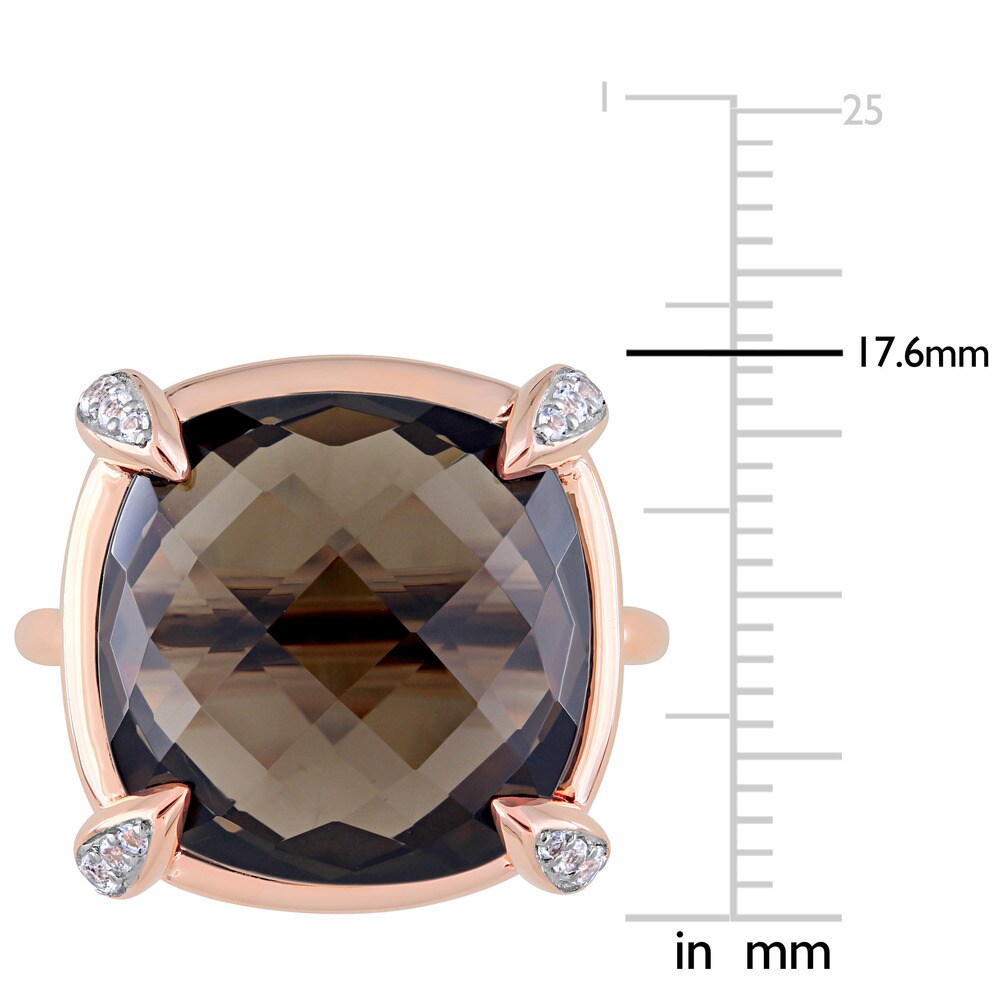 Miadora 14k Rose Gold Smokey Quartz and White Sapphire Cocktail Ring