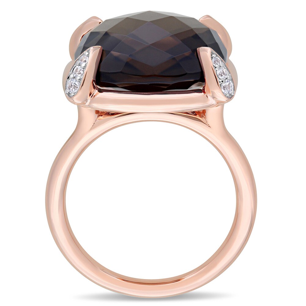 Miadora 14k Rose Gold Smokey Quartz and White Sapphire Cocktail Ring