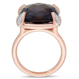 Miadora 14k Rose Gold Smokey Quartz and White Sapphire Cocktail Ring