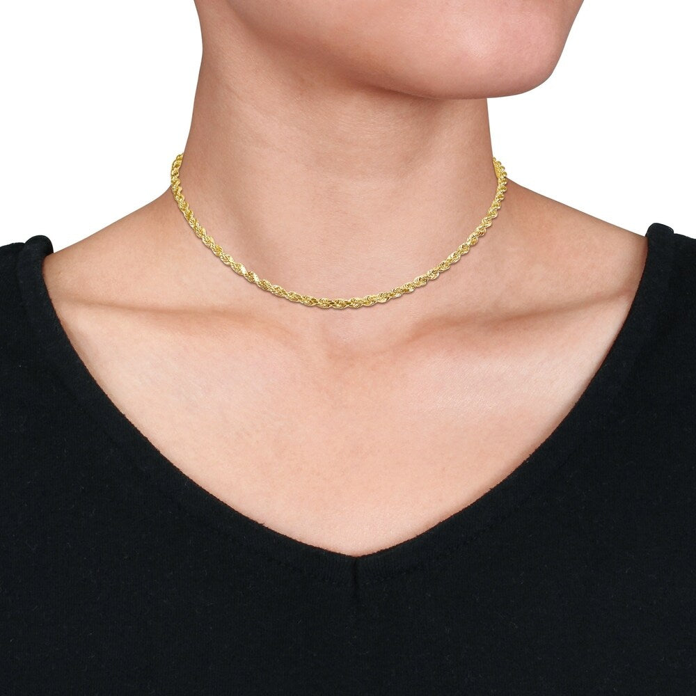 Miadora 14k Yellow Gold Rope Chain Necklace and Bracelet Set (4 MM)